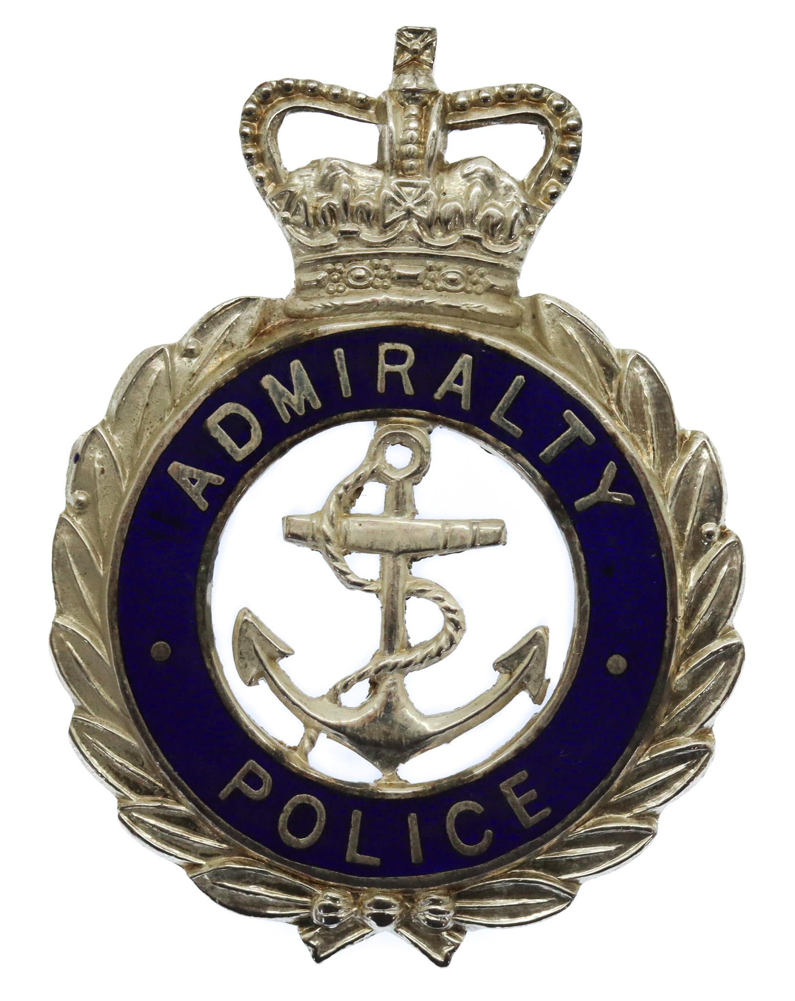 Admiralty Police Senior Officer's Enamelled Cap Badge - Queen's Crown