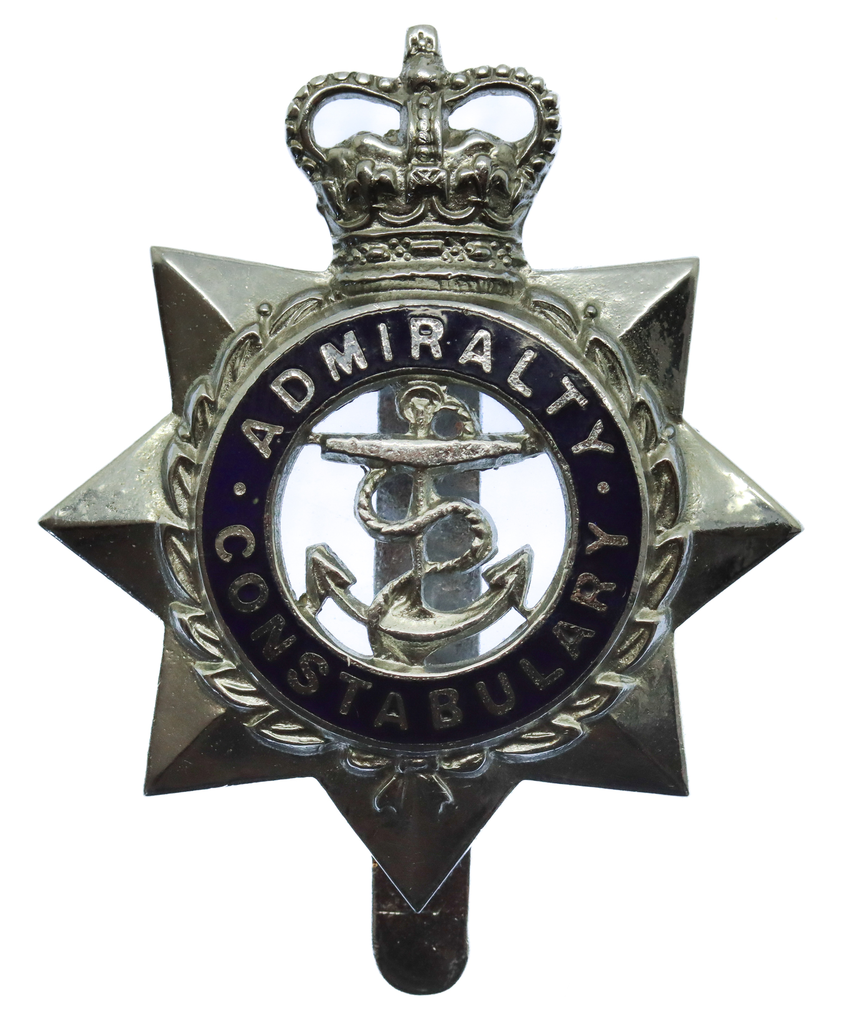 Admiralty Constabulary Senior Officer's Enamelled Cap Badge - Queen's Crown