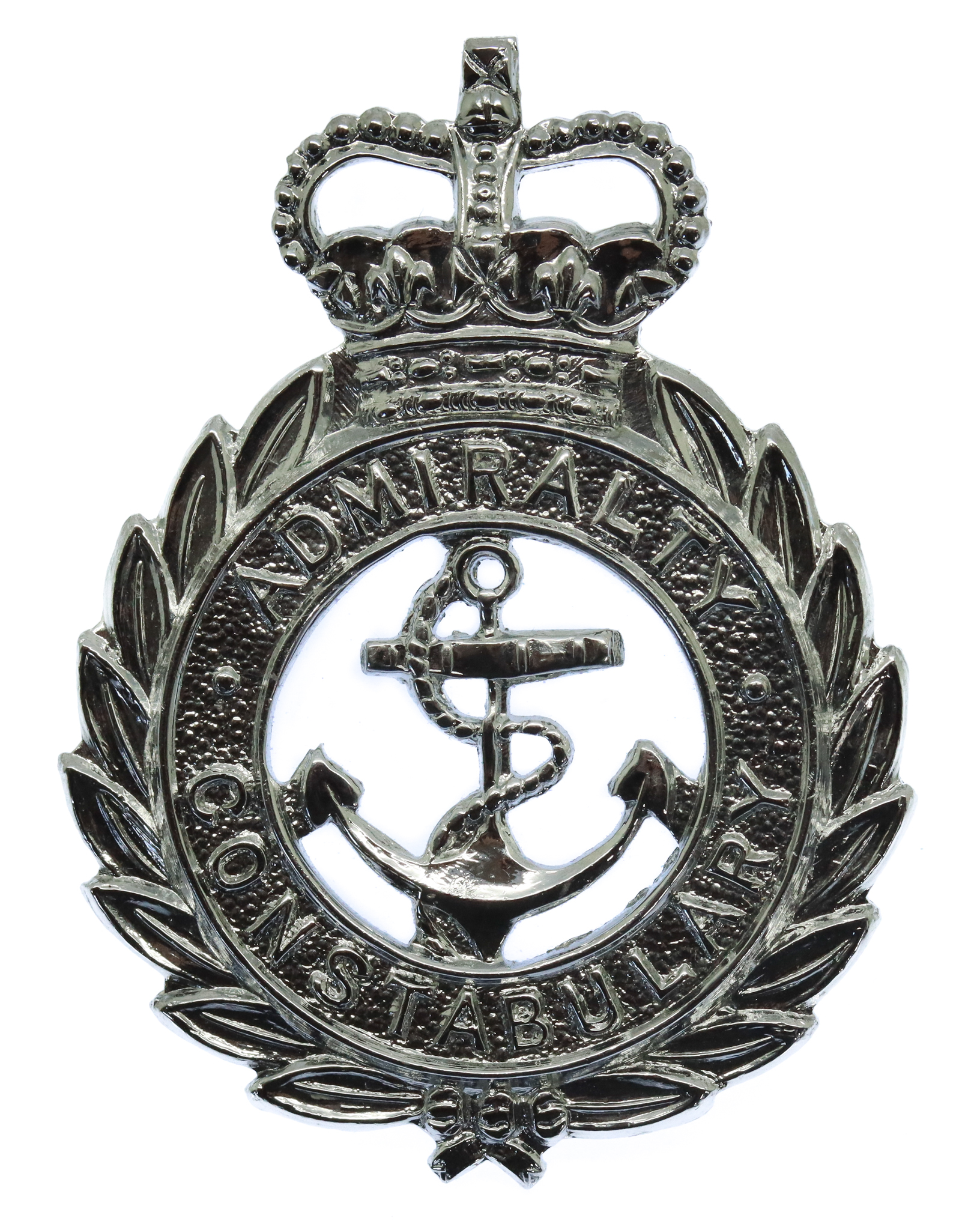 Admiralty Constabulary Chrome Cap Badge - Queen's Crown