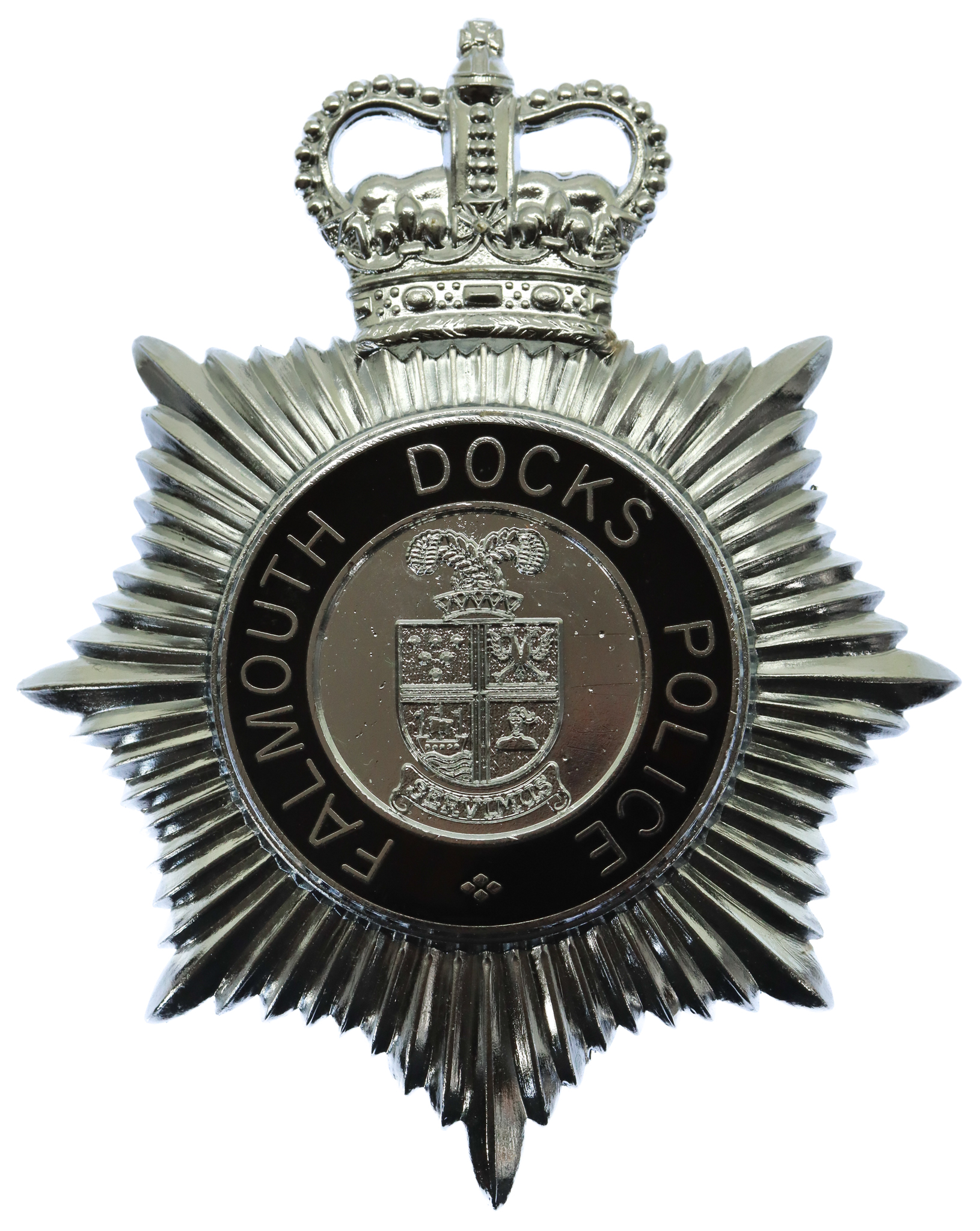 Falmouth Docks Police Enamelled Helmet Plate - Queen's Crown