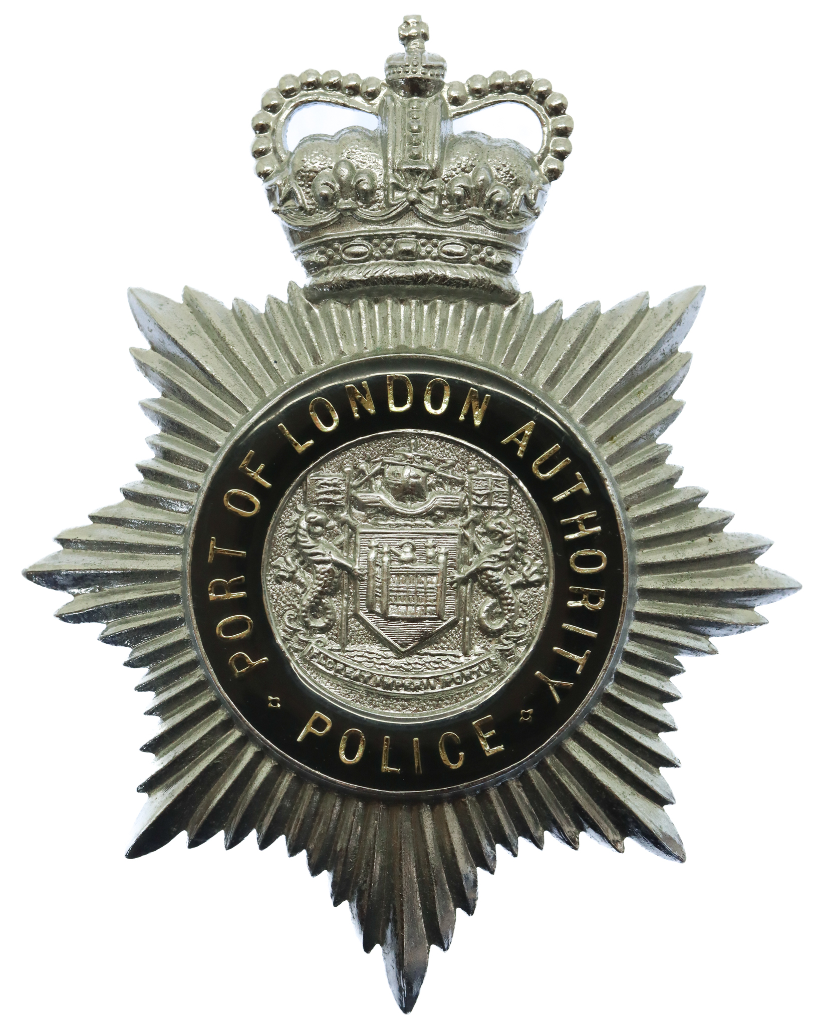 Port of London Authority Police Enamelled Helmet Plate - Queen's Crown