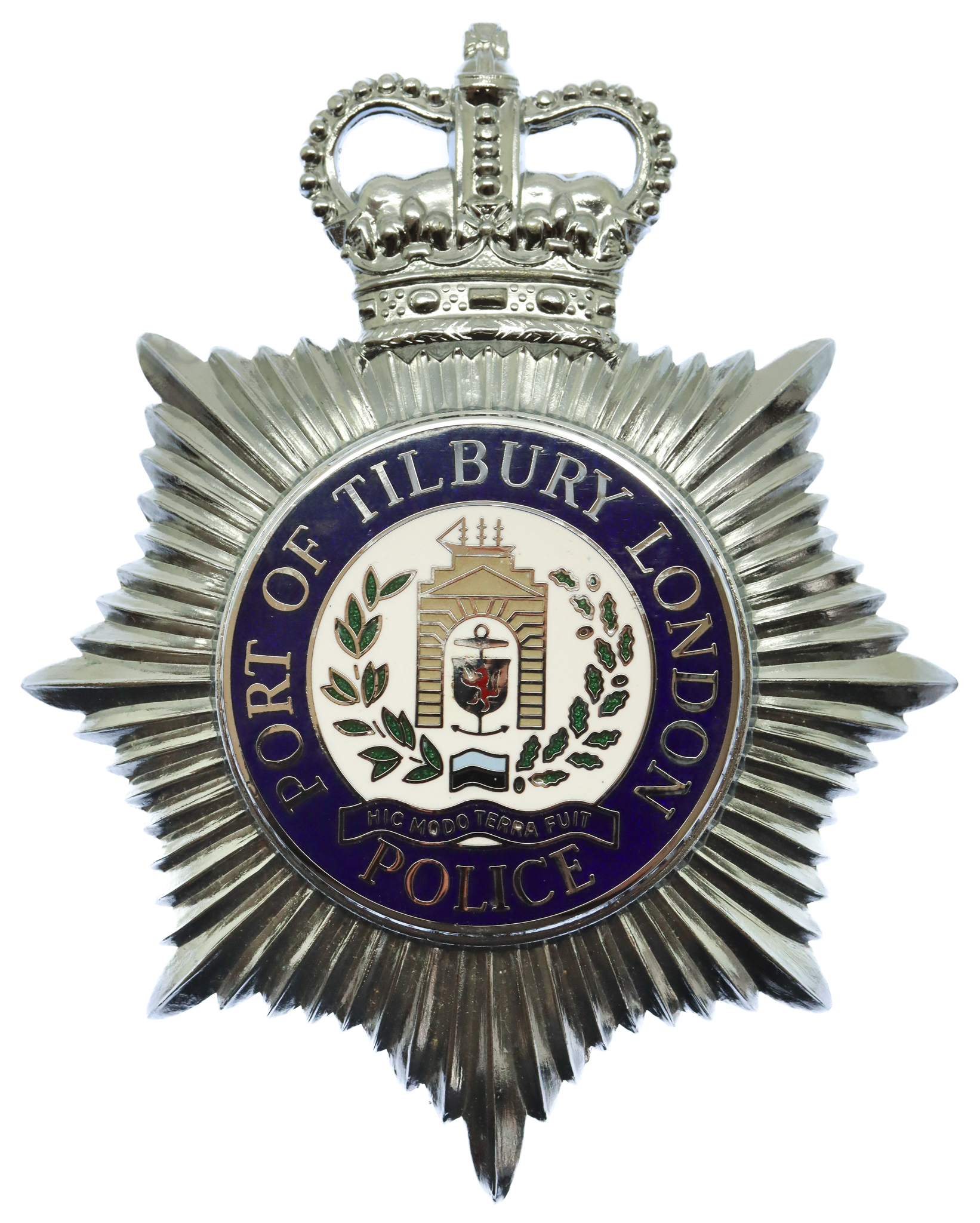 Port of Tilbury London Police Enamelled Helmet Plate - Queen's Crown 