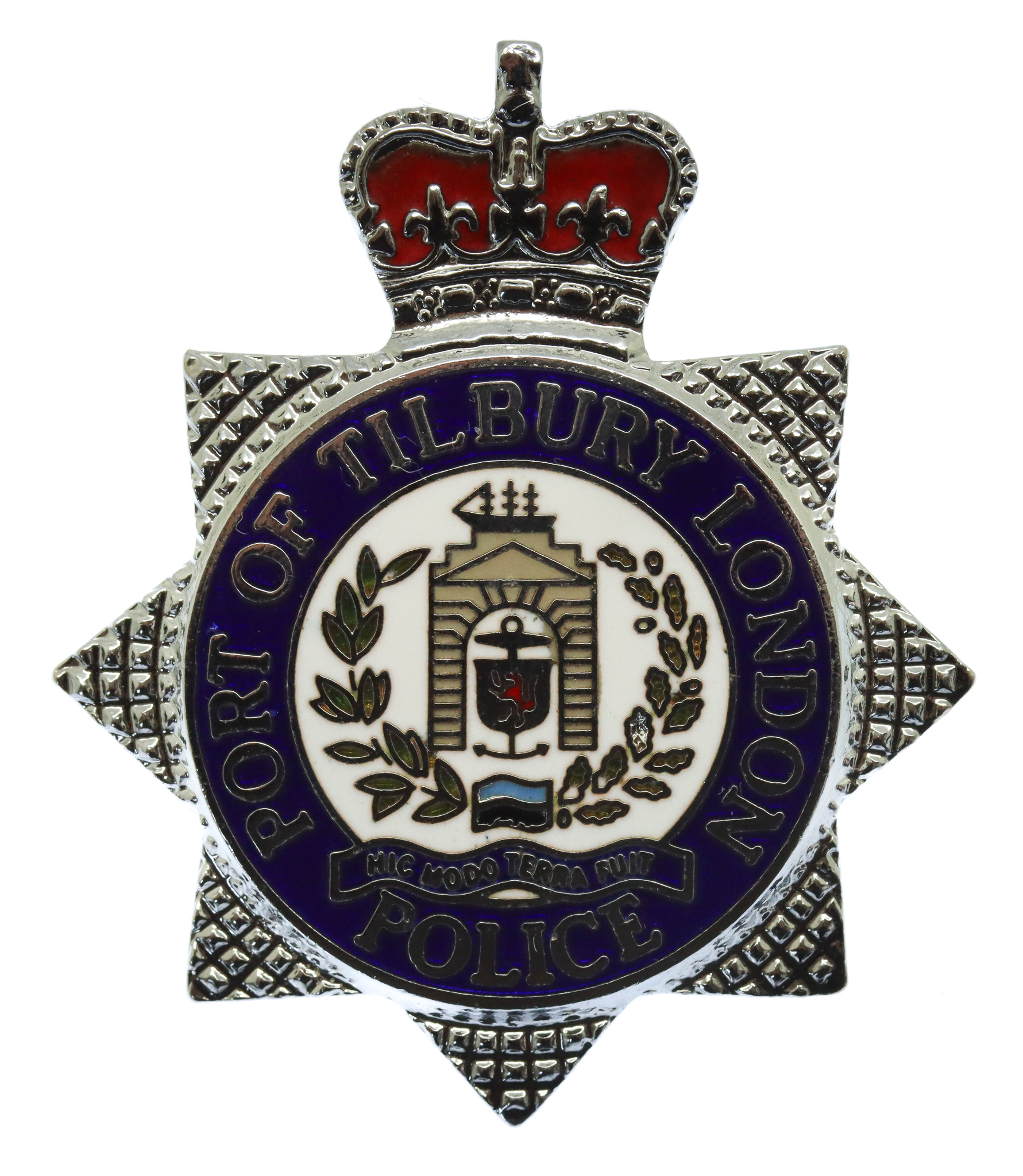 Port of Tilbury London Police Enamelled Cap Badge - Queen's Crown