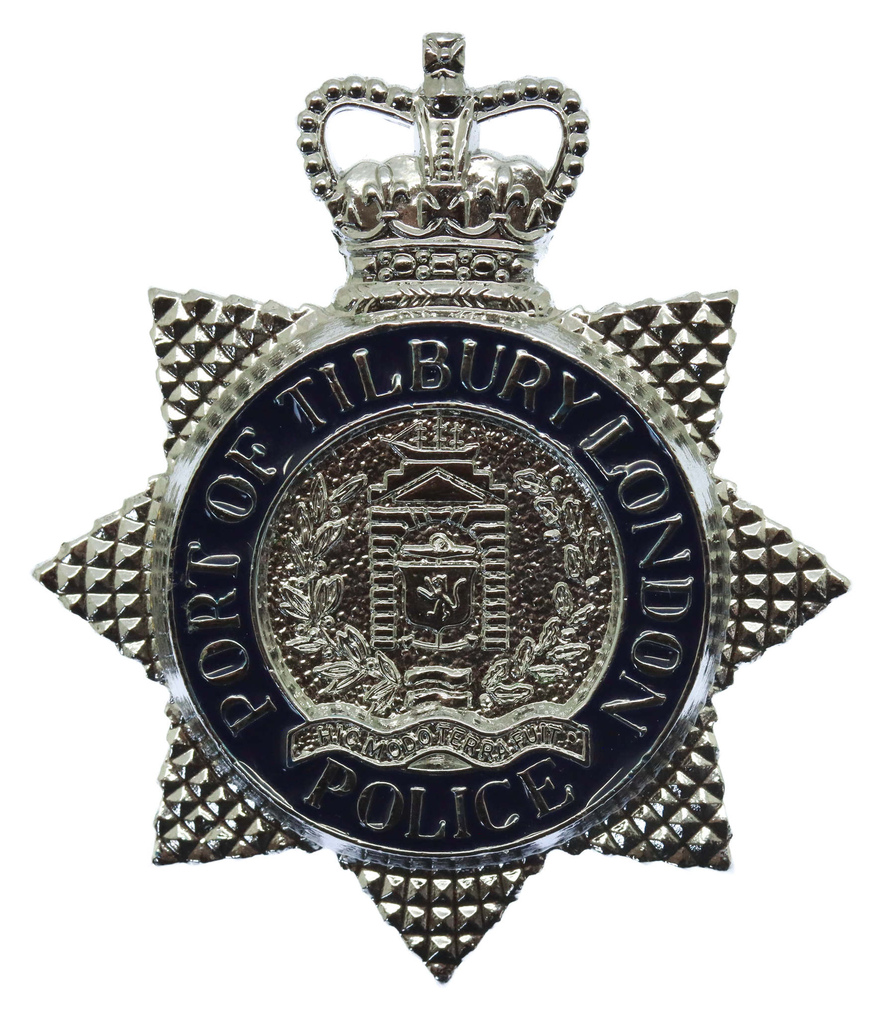 Port of Tilbury London Police Enamelled Cap Badge - Queen's Crown (c.1992-1995)