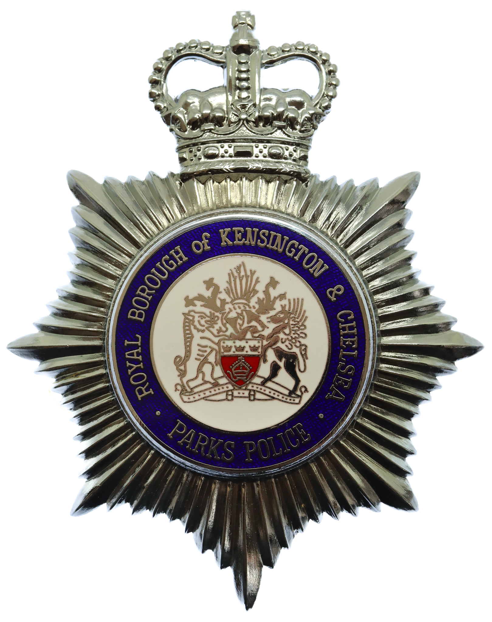 Royal Borough of Kensington & Chelsea Parks Police Enamelled Helmet Plate - Queen's Crown