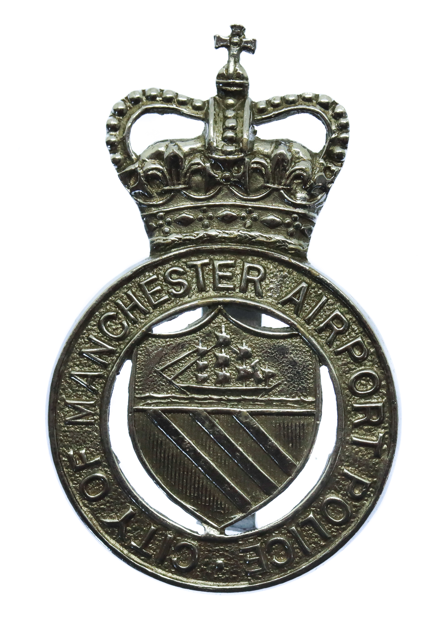 City of Manchester Airport Police Cap Badge - Queen's Crown