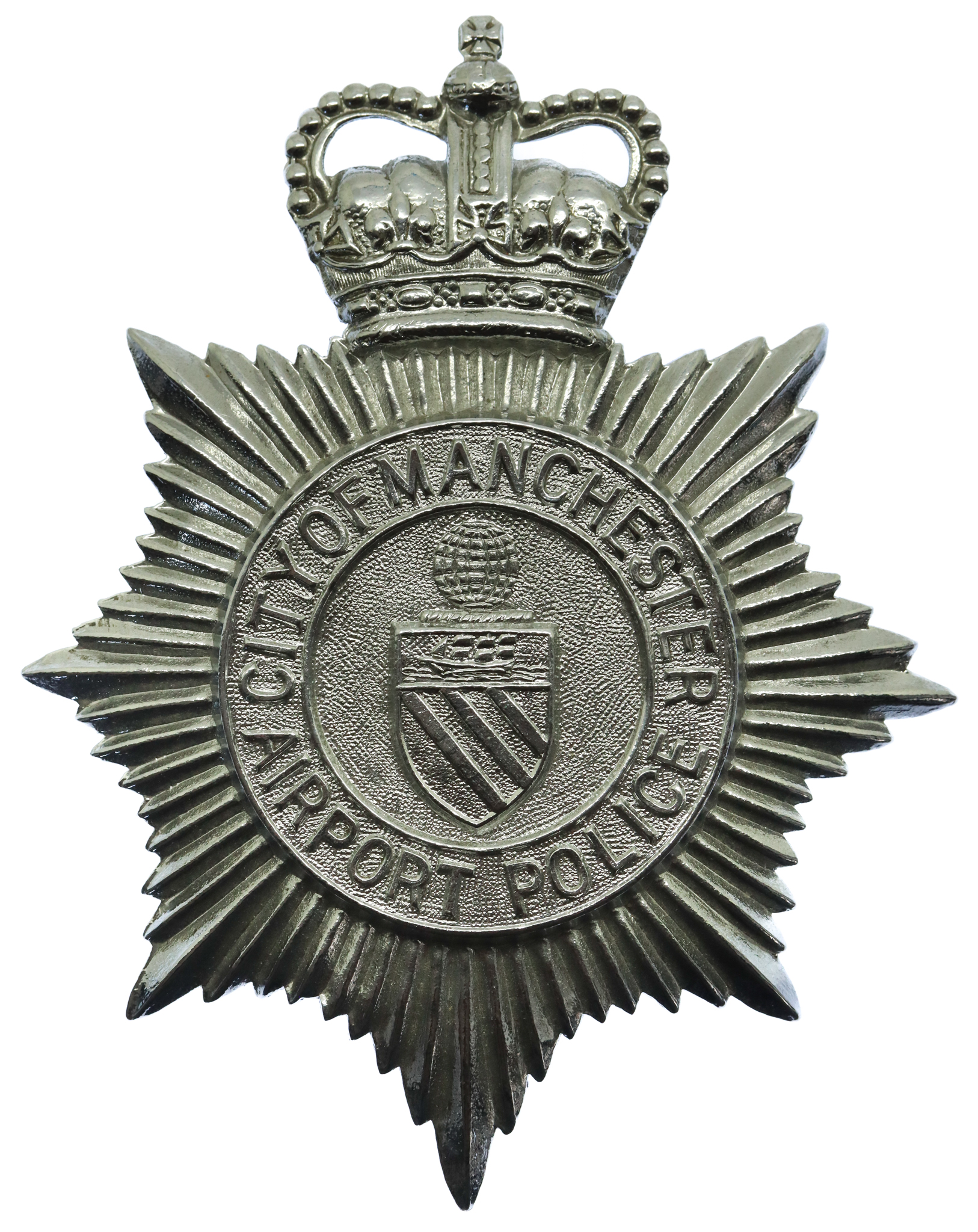 City of Manchester Airport Police Helmet Plate - Queen's Crown