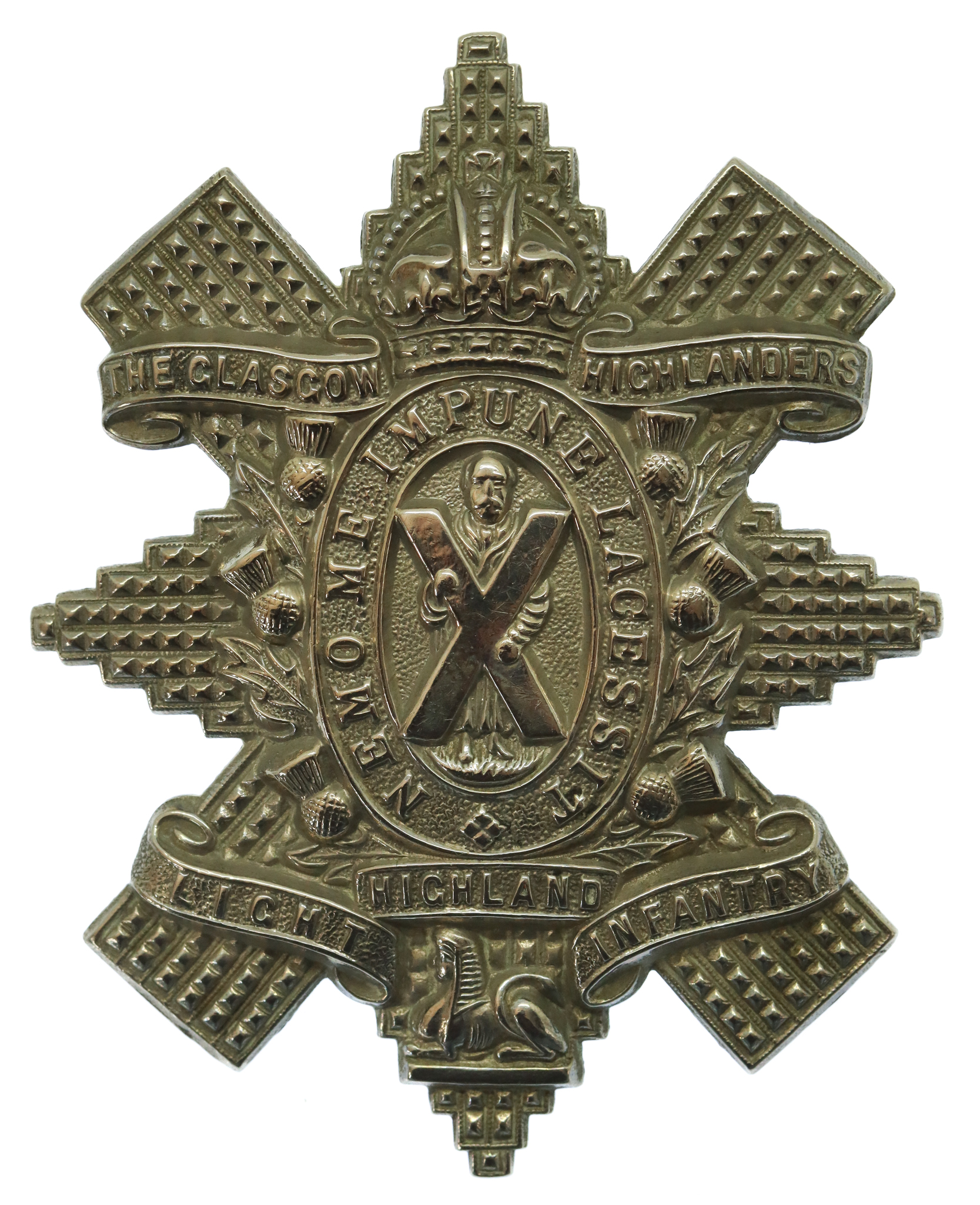 1st Bn. Glasgow Highlanders Highland Light Infantry Cap Badge - King's Crown