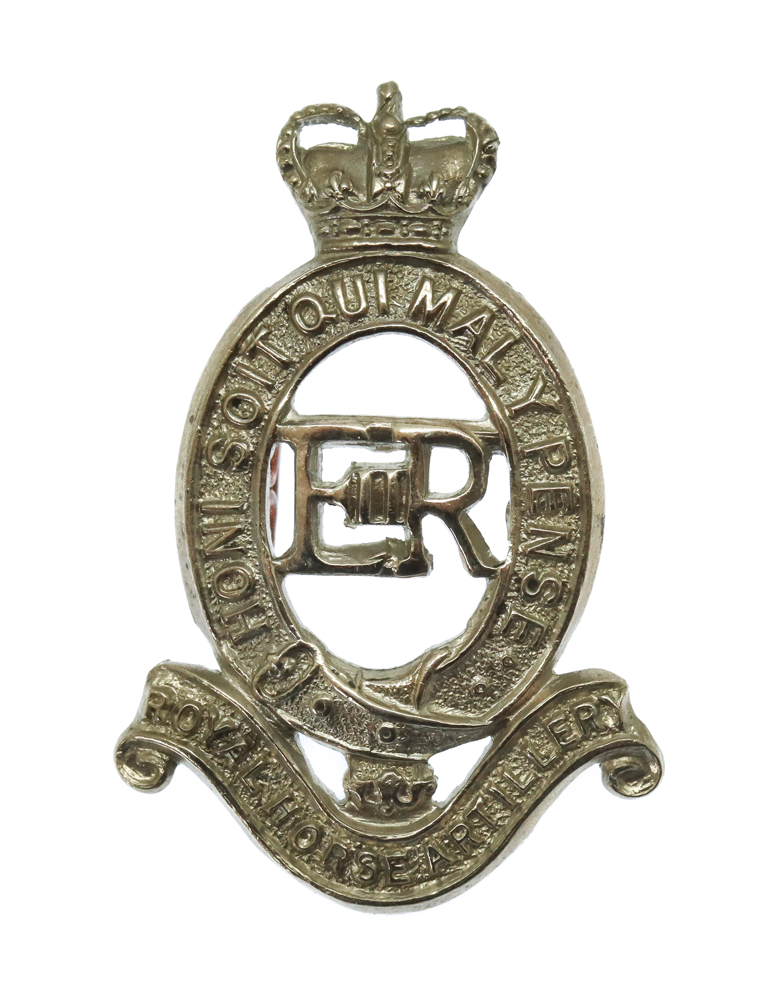 EIIR Royal Horse Artillery (R.H.A.) White Metal Cap Badge