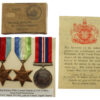 WW2 Casualty Medal Group of Three with Box and Condolence Slip - Leading Seaman W.L. Emmitt, Royal Naval Patrol Service - K.I.A. 9/7/42