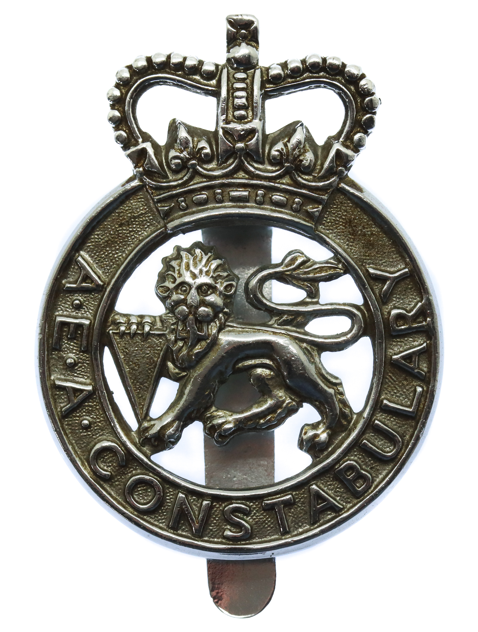 United Kingdom Atomic Energy Authority (U.K.A.E.A.) Constabulary Chrome Cap Badge - Queen's Crown