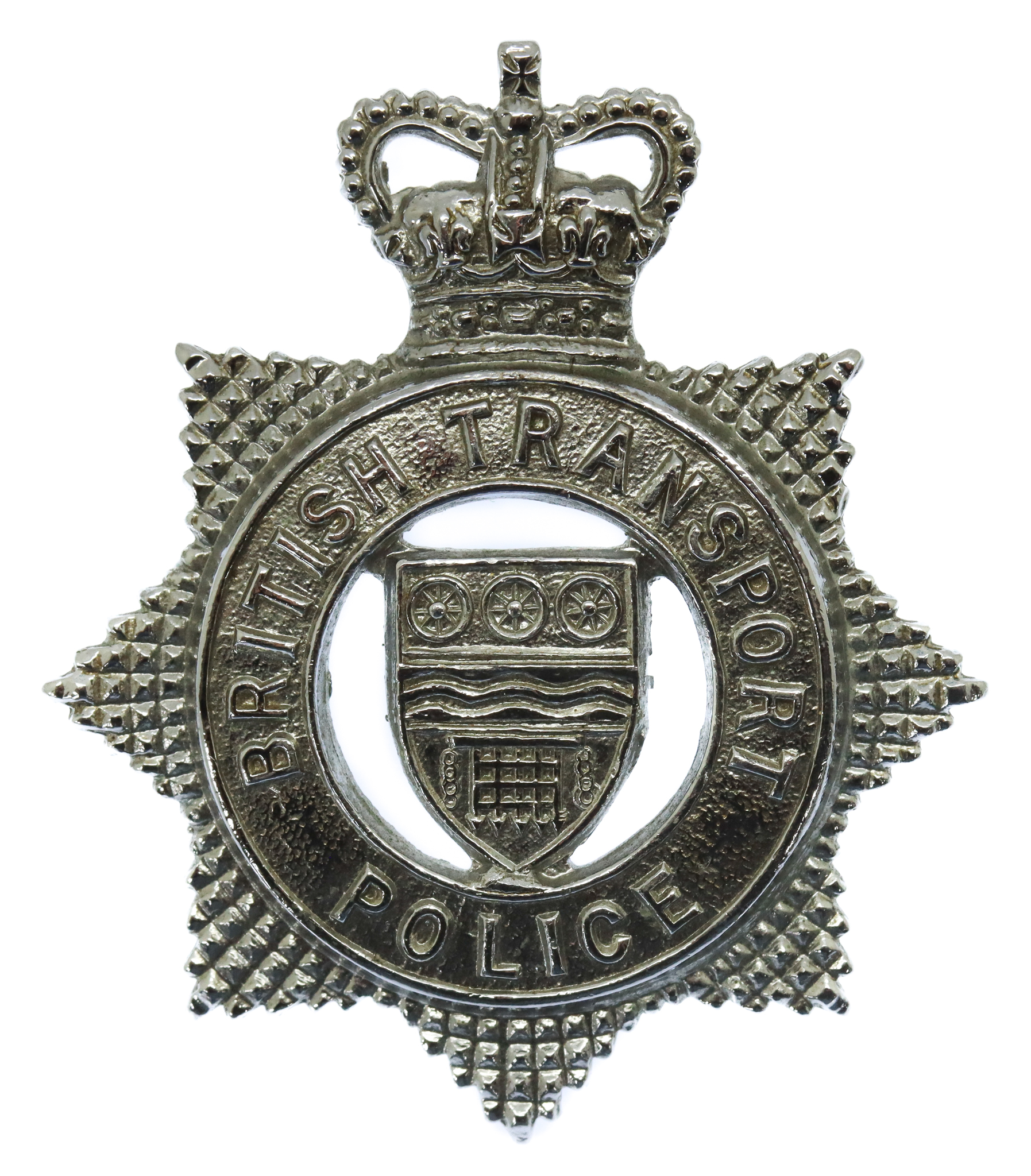 British Transport Police (B.T.P.) Chrome Cap Badge - Queen's Crown