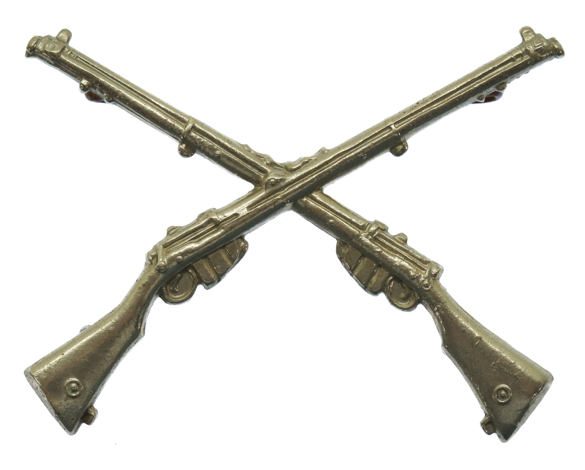British Army Marksman (Crossed Rifles) White Metal Arm Badge