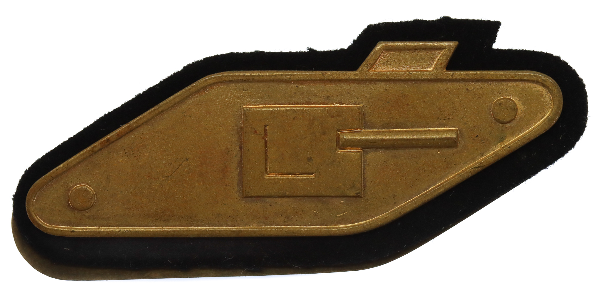 Royal Tank Regiment (R.T.R.) Brass Sleeve Badge with Backing