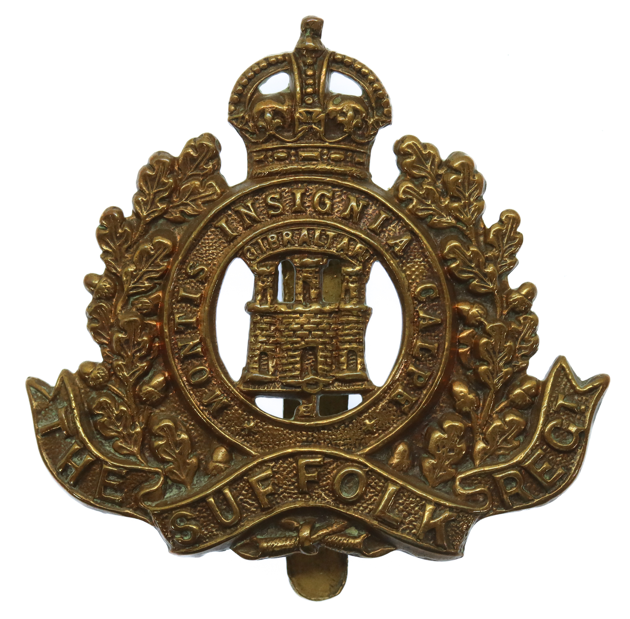 Suffolk Regiment WW1 All Brass Economy Cap Badge