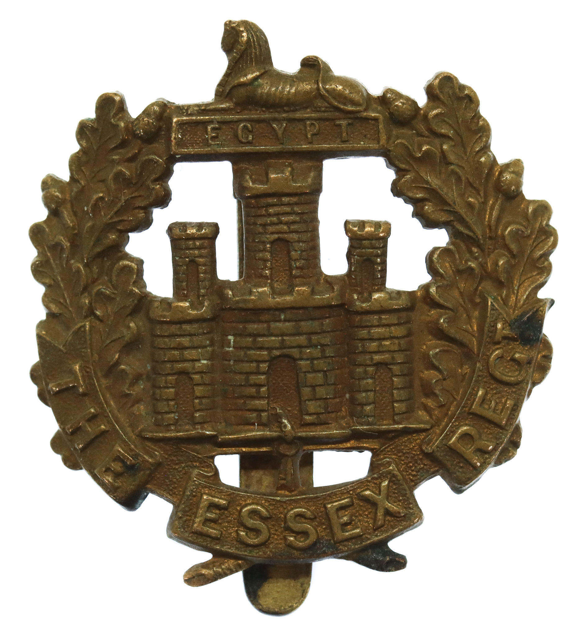 Essex Regiment WW1 All Brass Economy Cap Badge