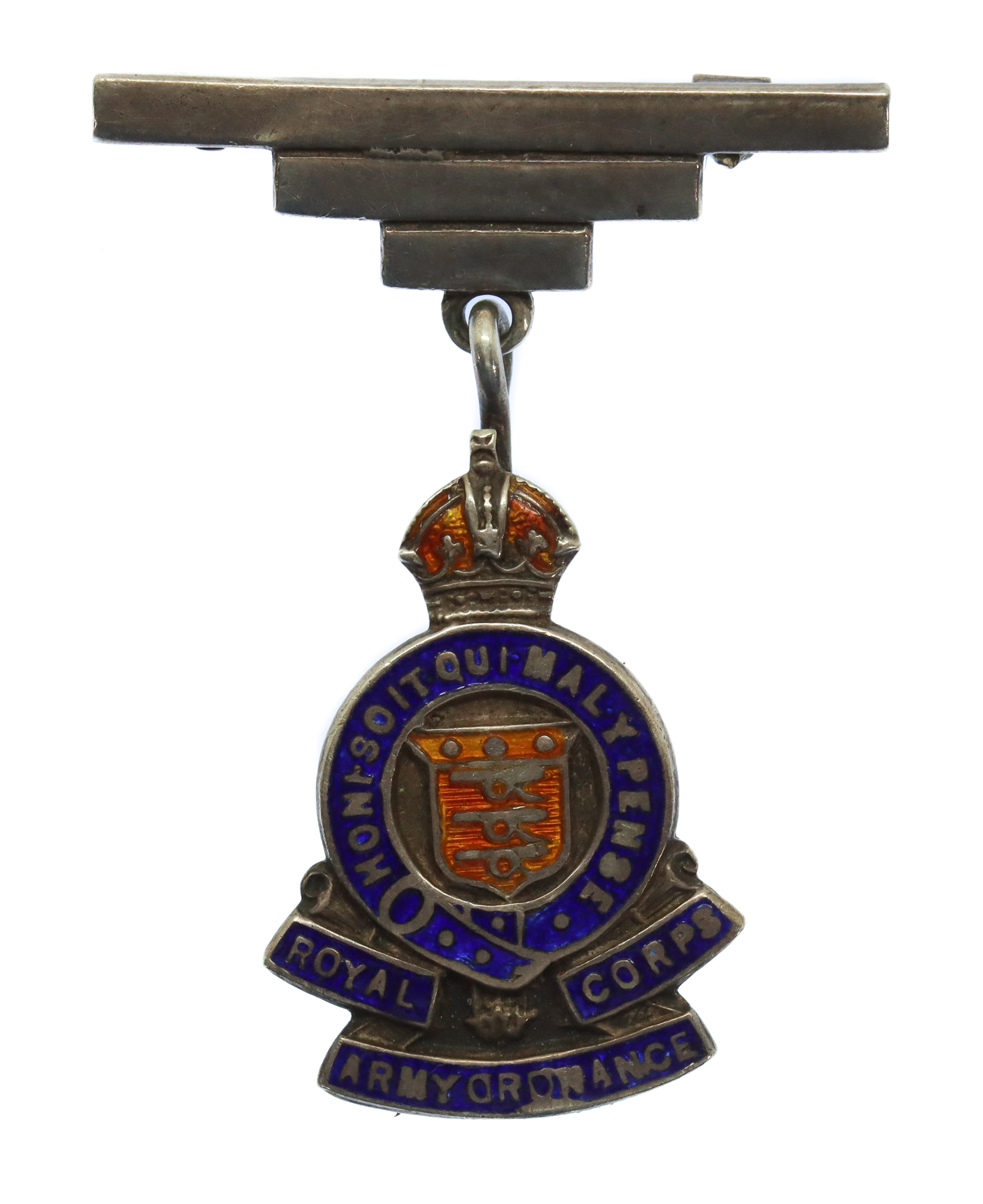 Royal Army Ordnance Corps (R.A.O.C.) Silver & Enamel Pendant Sweetheart Brooch