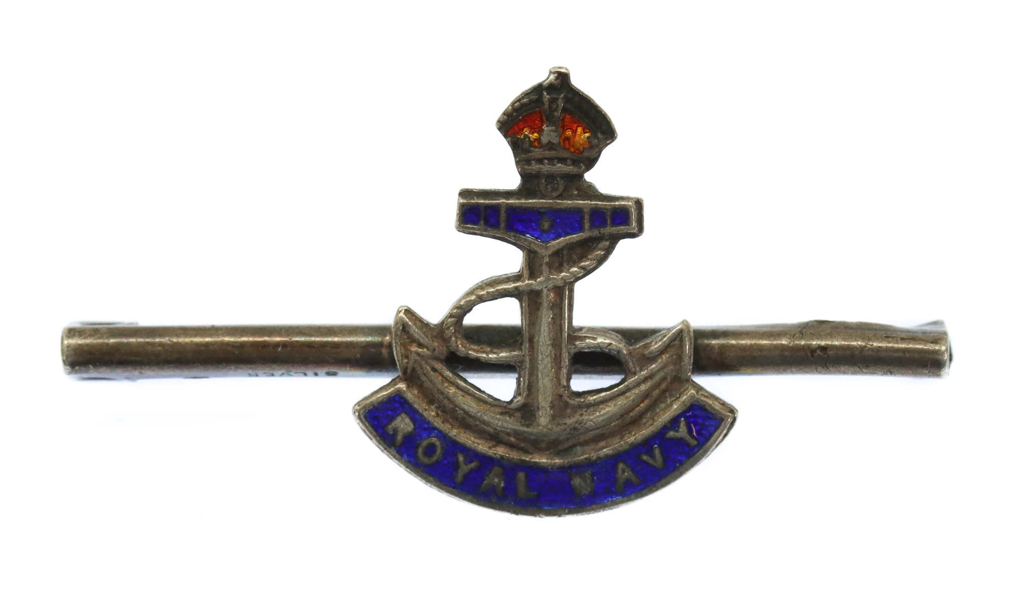 Royal Navy Silver & Enamel Pendant Sweetheart Brooch/Tie Pin - King's Crown