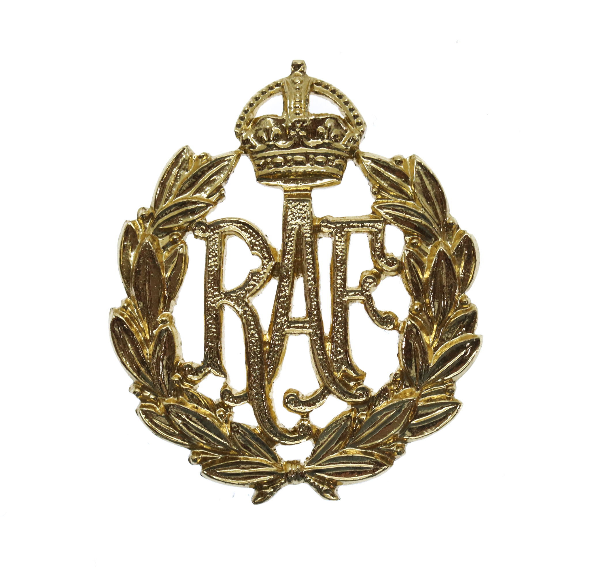 Royal Air Force (R.A.F.) Women's Sew on Anodised (Staybrite) Cap Badge - King's Crown