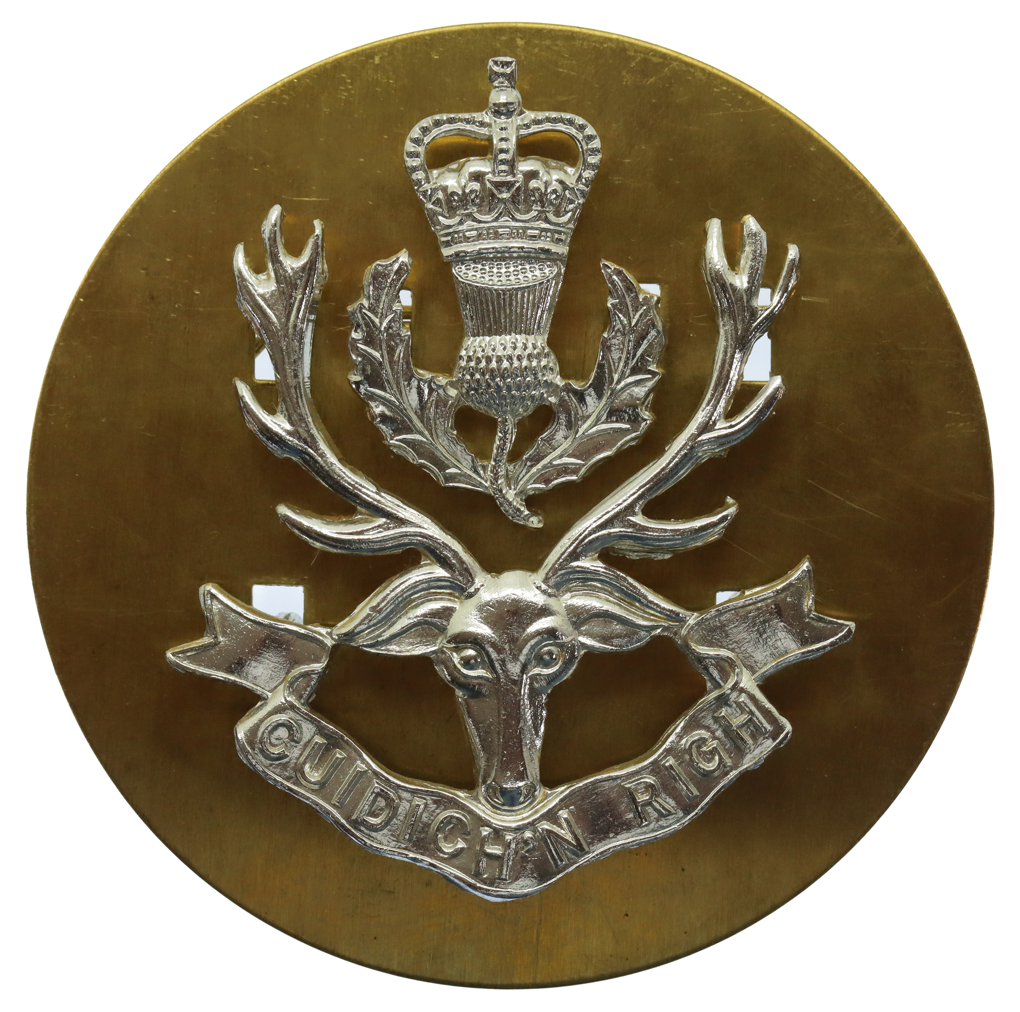 Queen's Own Highlanders Anodised (Staybrite) Cap Badge