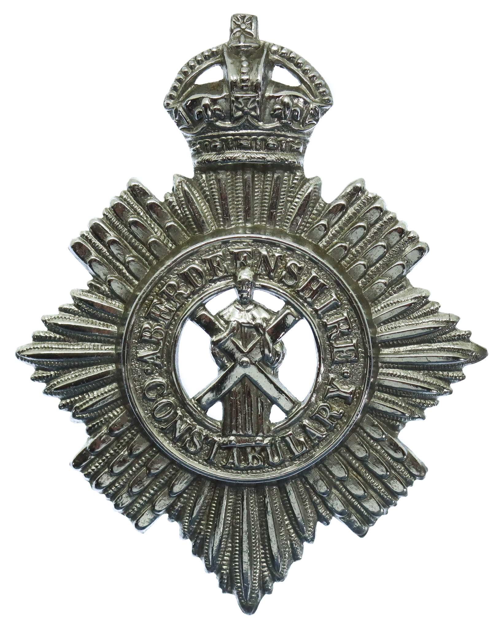 Aberdeenshire Constabulary Helmet Plate/Cap Badge - King's Crown