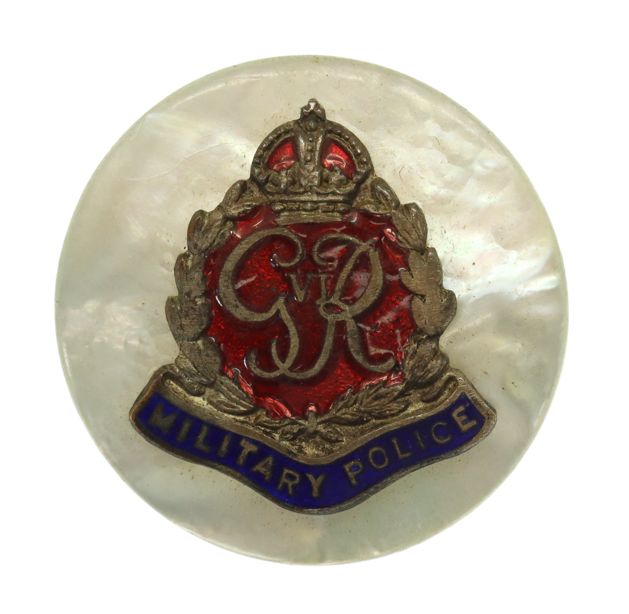 George VI Corps of Military Police Mother of Pearl Sweetheart Brooch