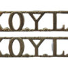 Pair of King's Own Yorkshire Light Infantry (K.O.Y.L.I.) Chrome Shoulder Titles