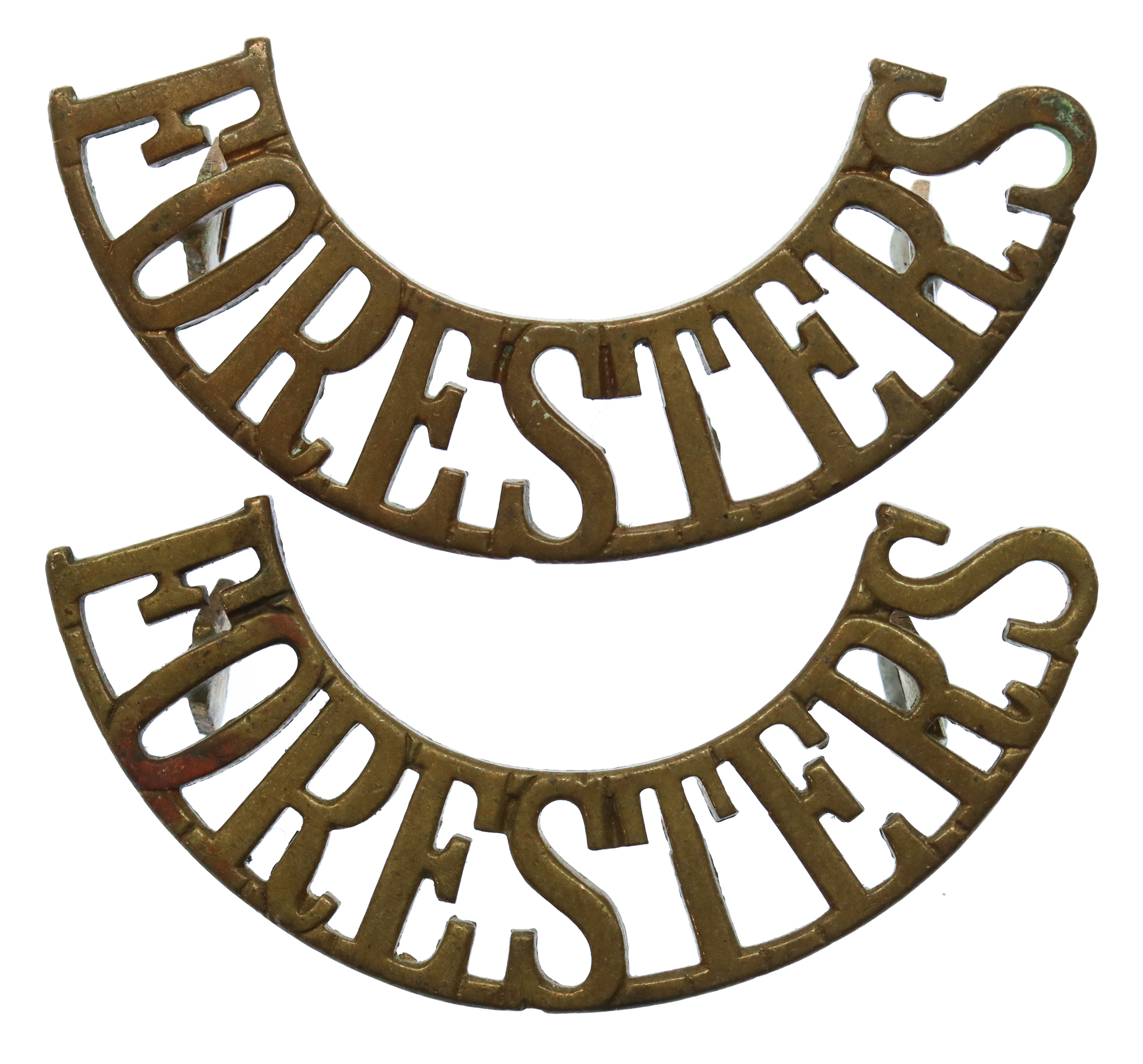 Pair of Notts & Derby Regiment Sherwood Foresters (FORESTERS) Shoulder Titles