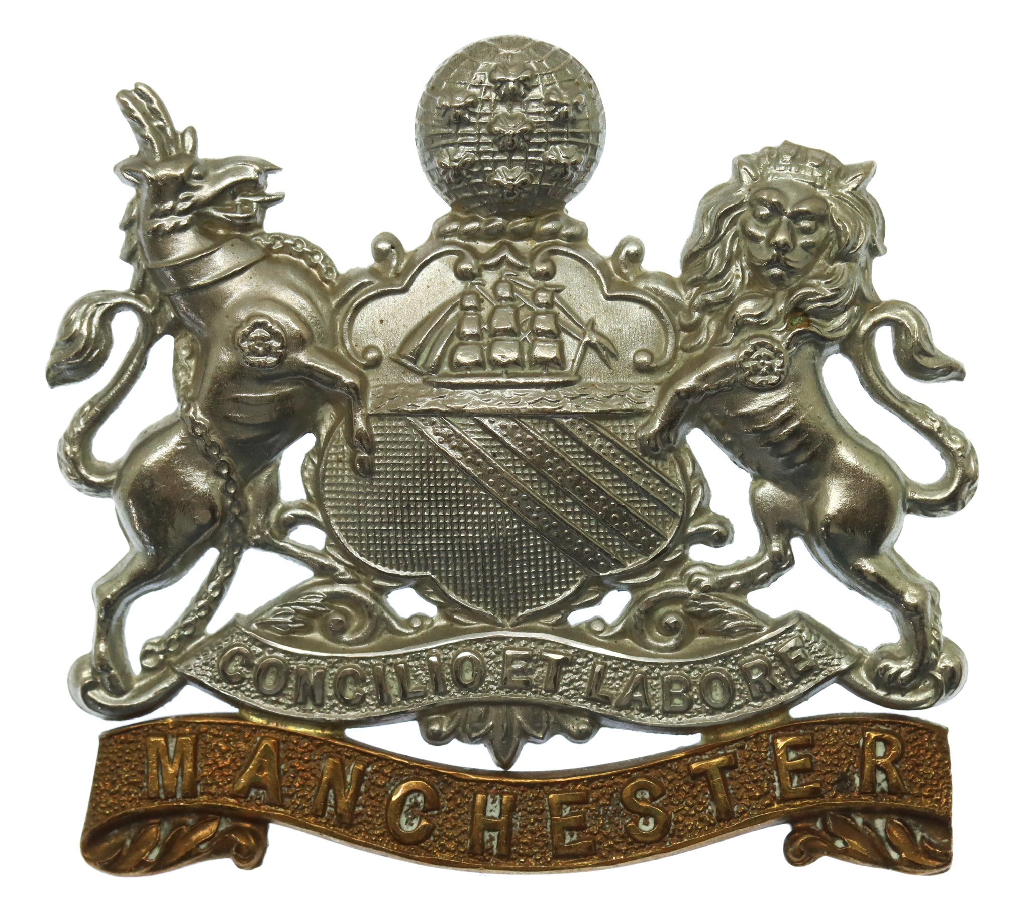 Victorian/Edwardian Manchester Regiment Coat of Arms Cap Badge