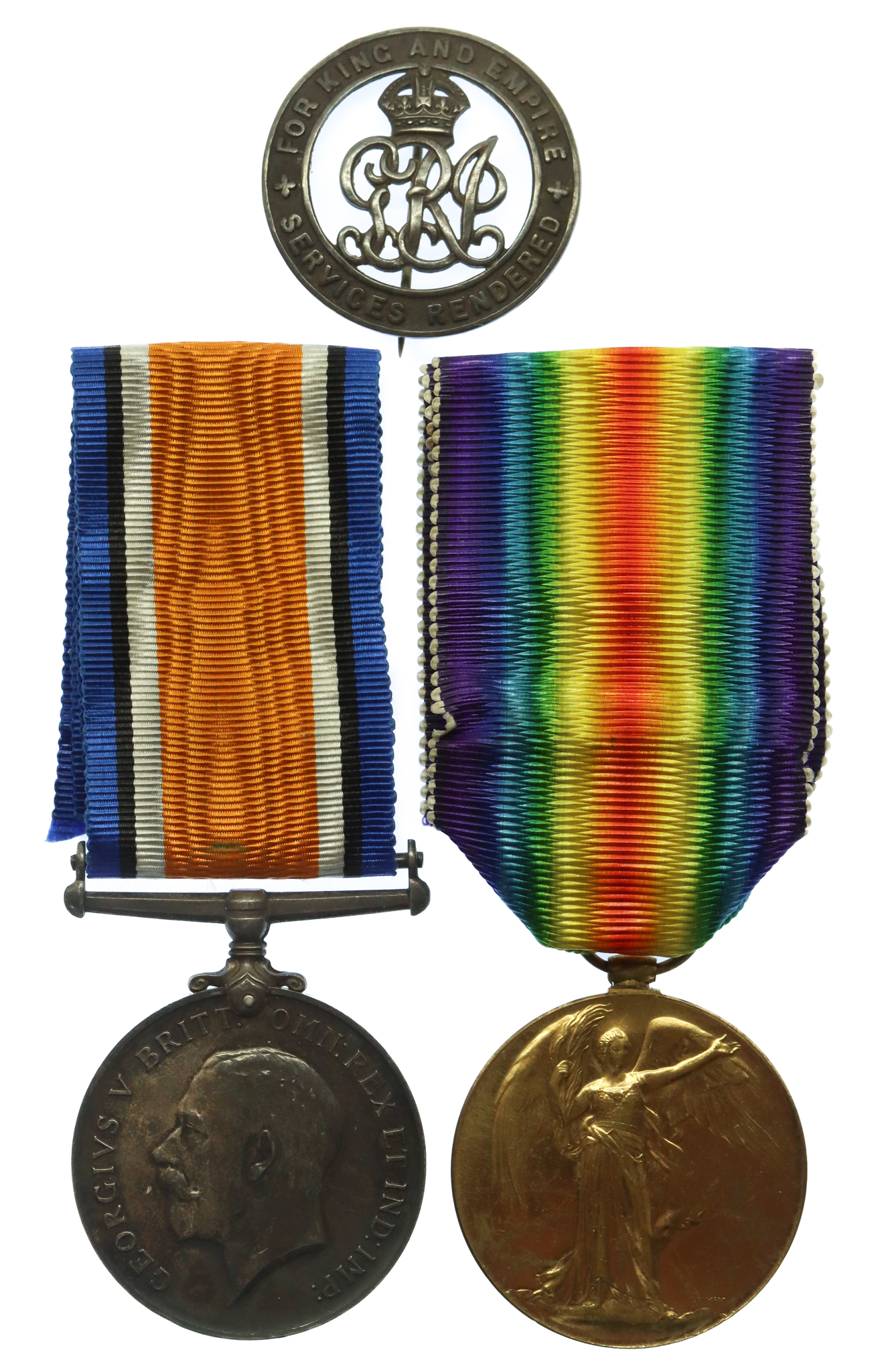  WW1 British War & Victory Medal Pair with Silver War Badge - Pte. C.W. Jebson, Machine Gun Corps - Wounded