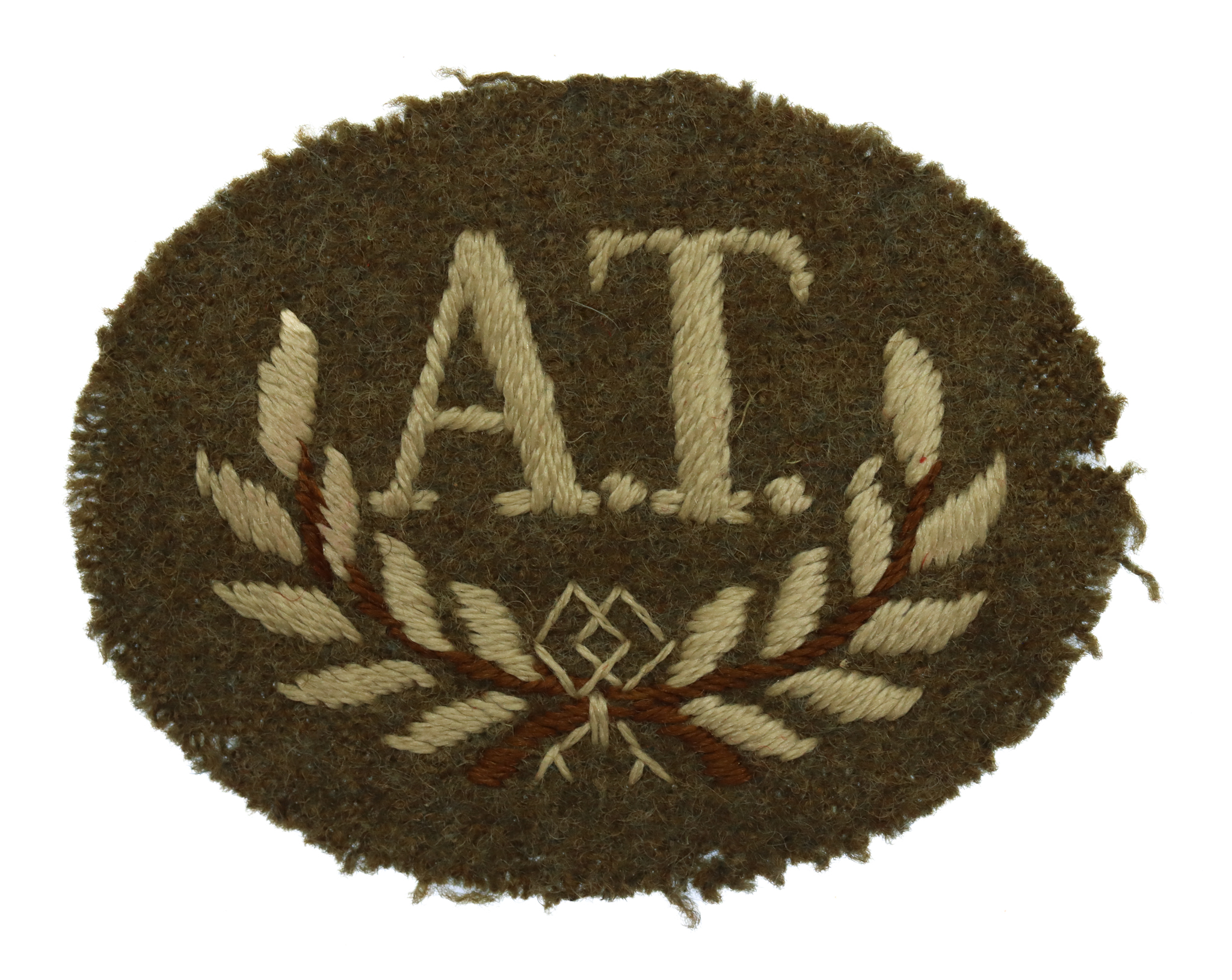British Army Anti-Tank Gun Layer (A.T.) Cloth Proficiency Arm Badge