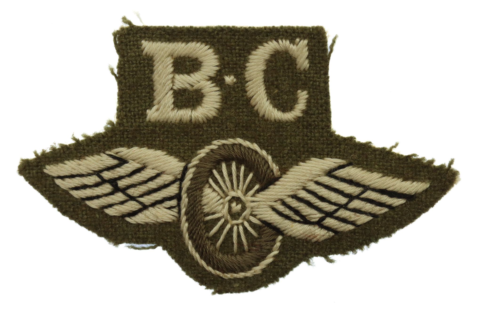 British Army Bren Carrier (B.C.) Winged Wheel Cloth Proficiency Arm Badge