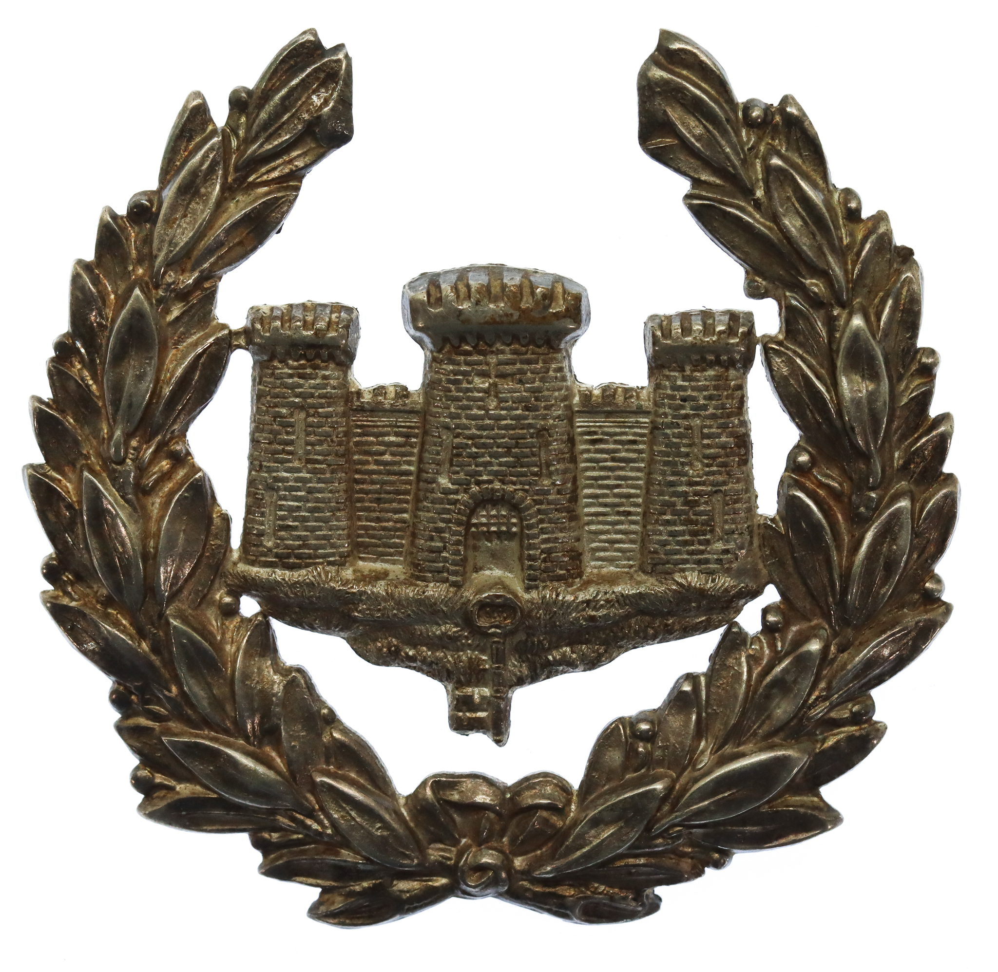 Gibraltar Police Silvered Wreath Helmet Plate