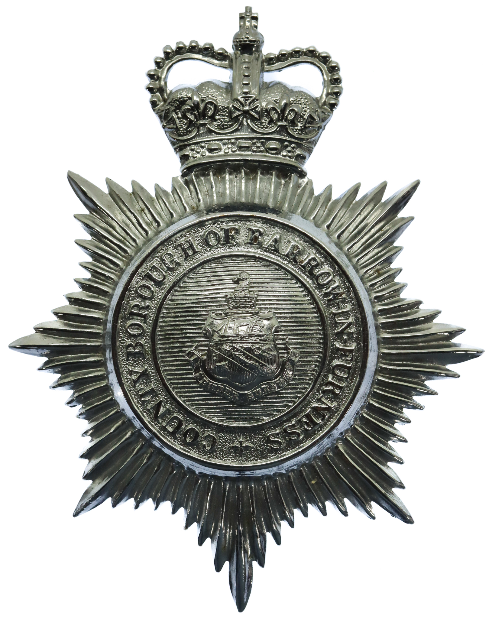 County Borough of Barrow-in-Furness Police Helmet Plate - Queen's Crown
