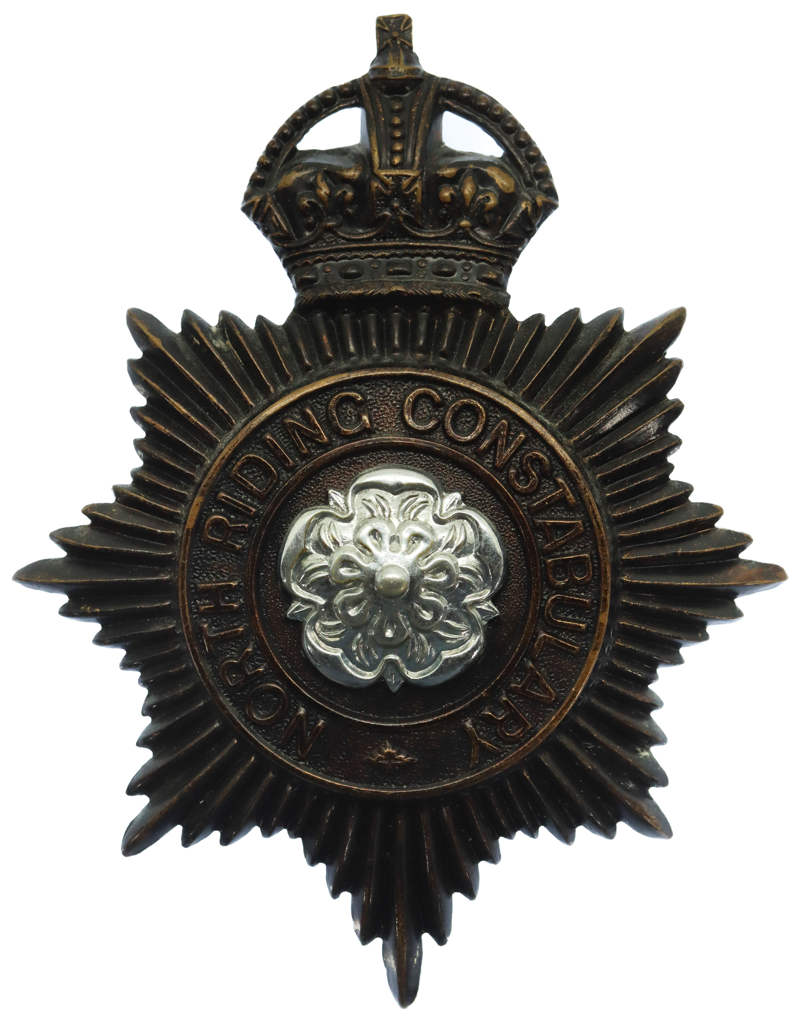 North Riding Constabulary Black Helmet Plate - King's Crown