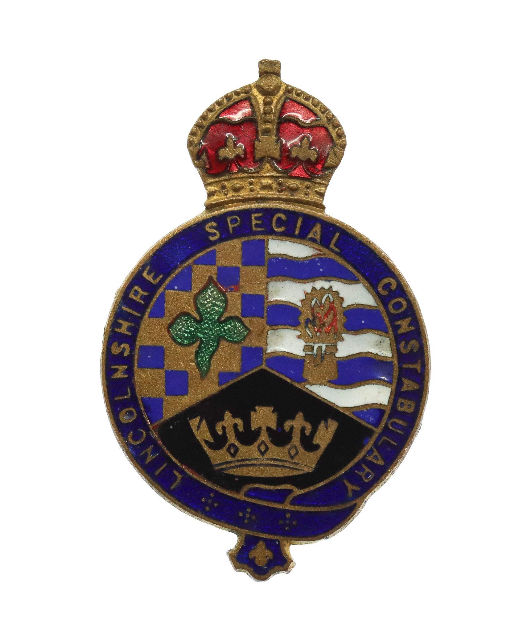 Lincolnshire Special Constabulary Enamelled Lapel Badge - King's Crown