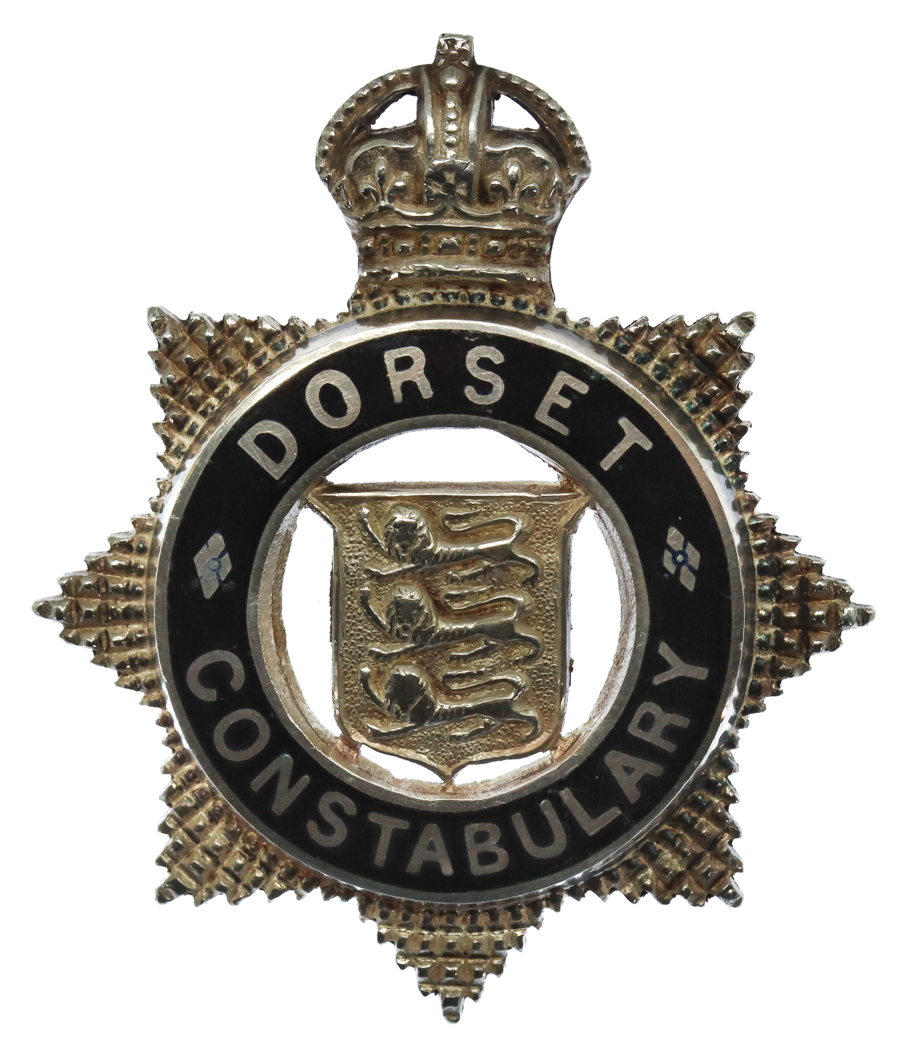 Dorset Constabulary Senior Officer's Sterling Silver & Enamel Cap Badge - King's Crown