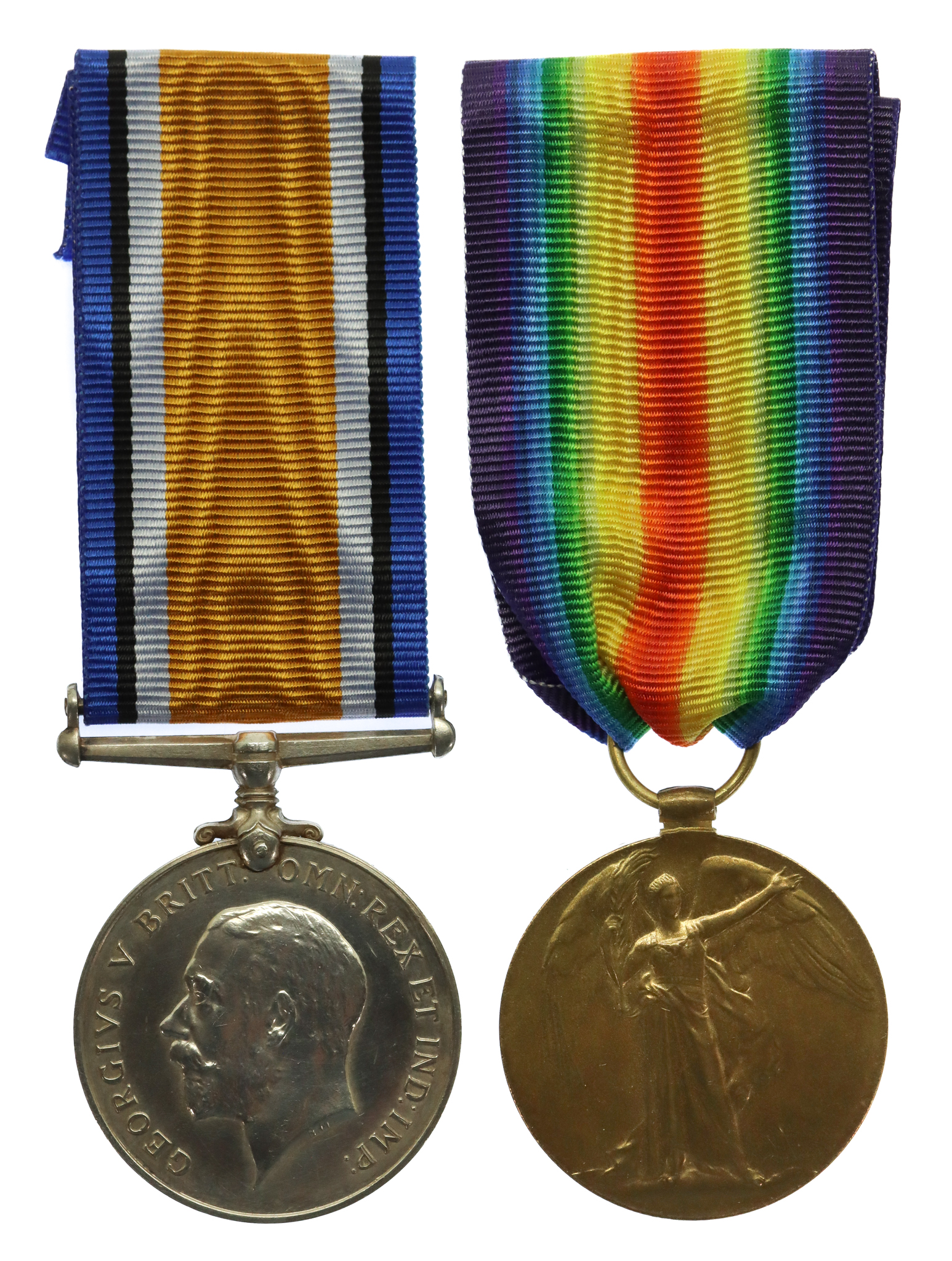 WW1 British War & Victory Medal Pair - Pte. F. Hoskins, 13th Bn. Royal Fusiliers - Wounded