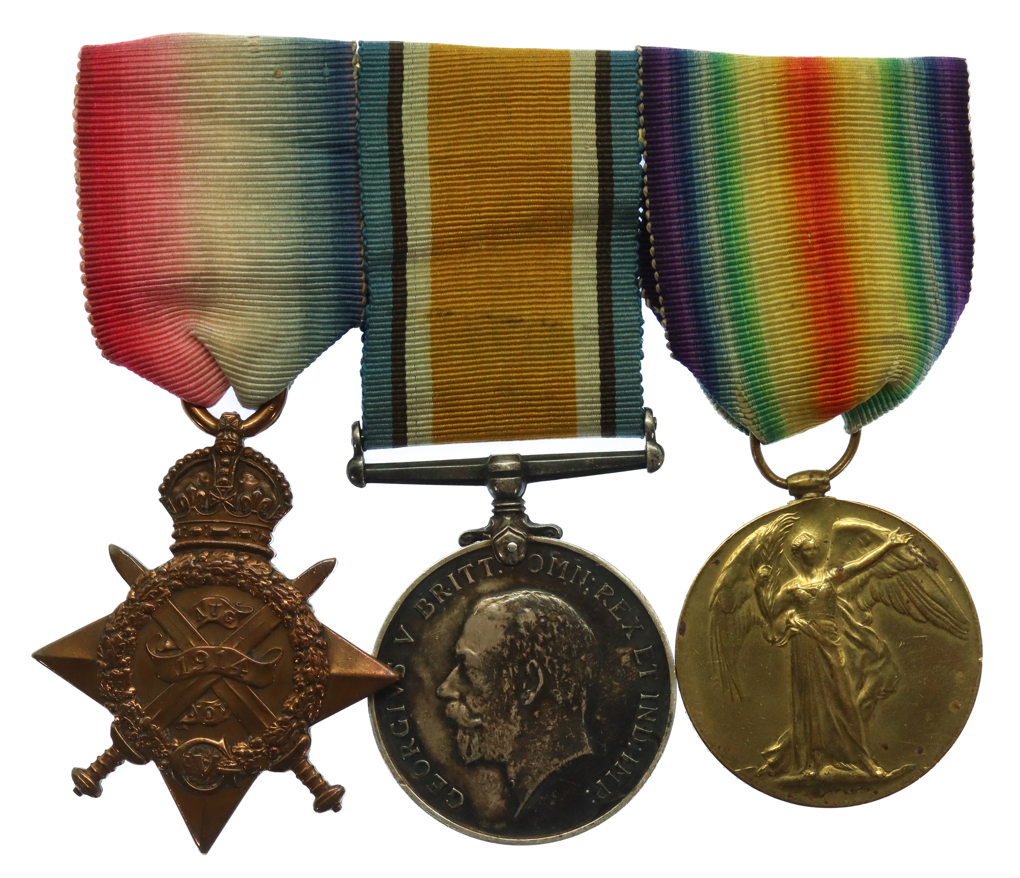 WW1 1914 Mons Star Medal Trio - Pte. G. Holmes, West Yorkshire Regiment