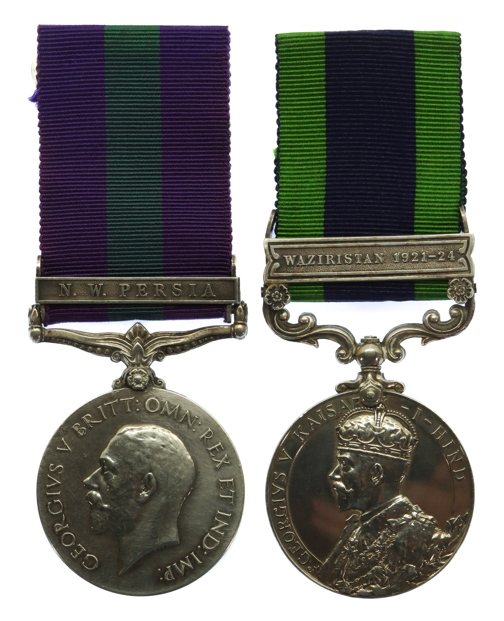 General Service Medal (Clasp - N.W. Persia) and 1908 India General Service Medal (Clasp - Waziristan 1921-24) - Pte. C.W. Odell, Royal Berkshire Regiment