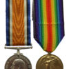 WW1 British War & Victory Medal Pair - Pte. E. Ruddock, Royal Sussex Regiment - Wounded