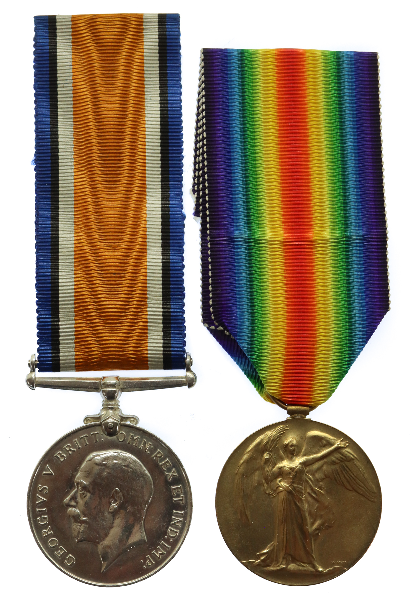 WW1 British War & Victory Medal Pair - Pte. E. Ruddock, Royal Sussex Regiment - Wounded