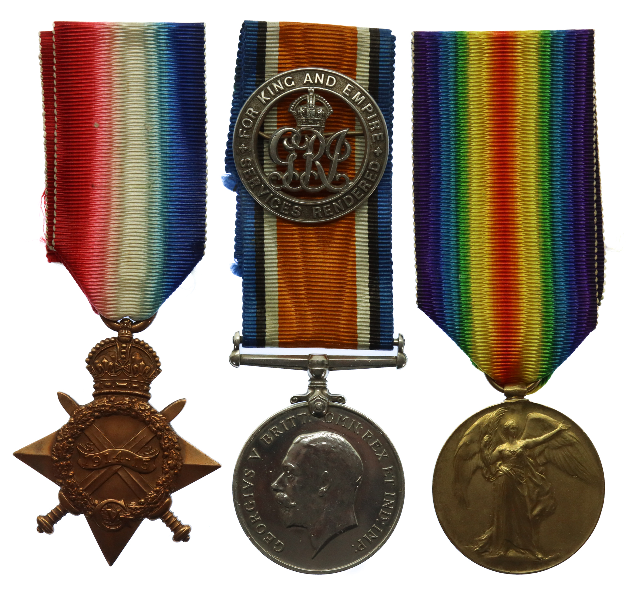 WW1 1914-15 Star Medal Trio - Pte. H. Gates, Hampshire Regiment - Wounded