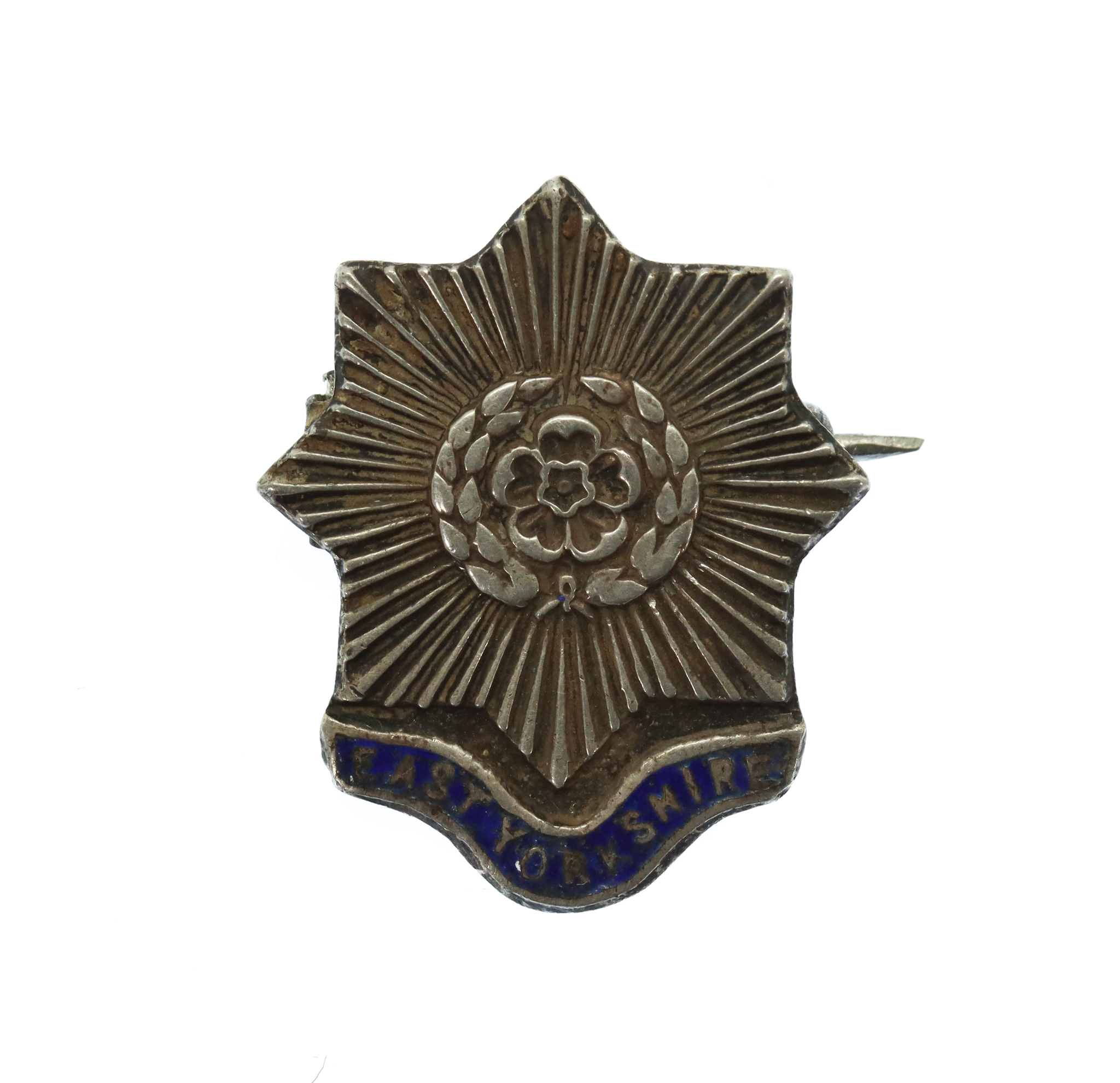 East Yorkshire Regiment Sterling Silver & Enamel Sweetheart Brooch