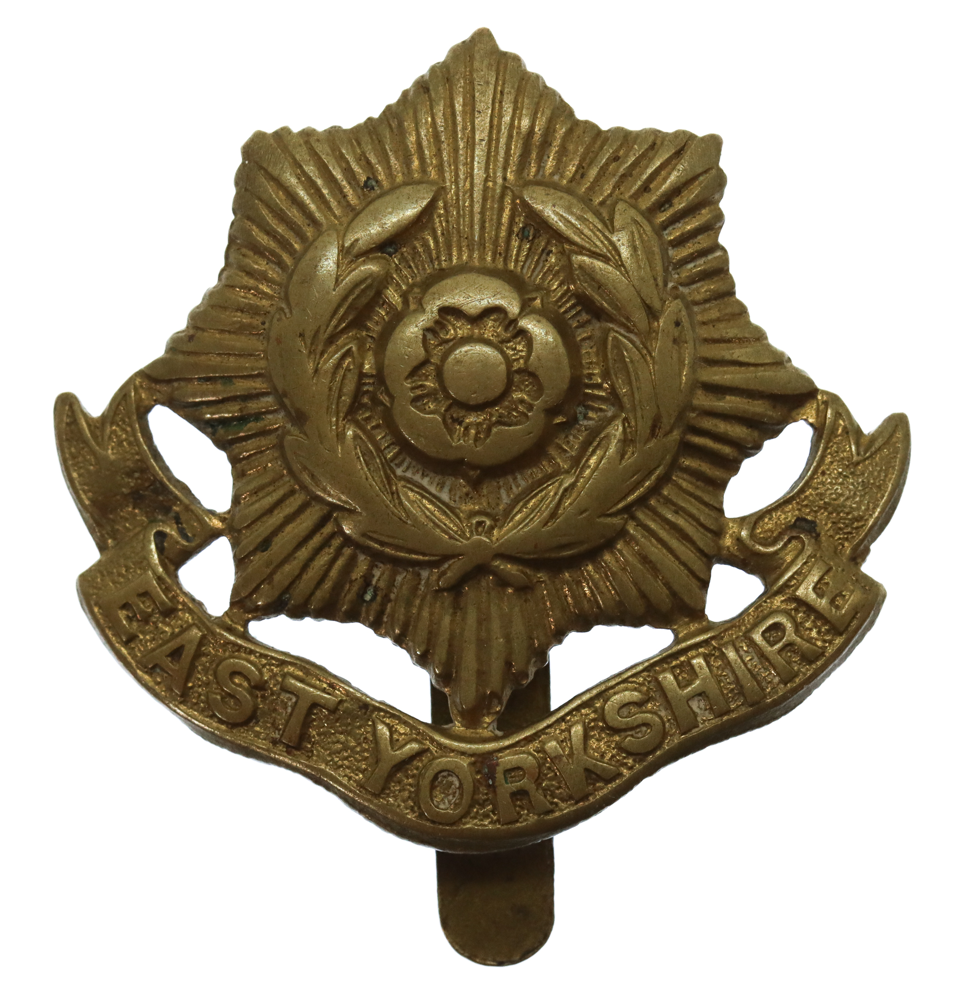 East Yorkshire Regiment WW1 All Brass Economy Cap Badge