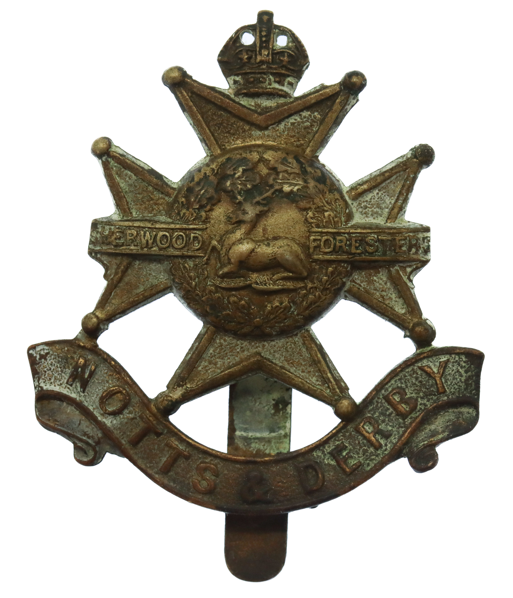 Notts & Derby Regiment (Sherwood Foresters) Cap Badge - King's Crown