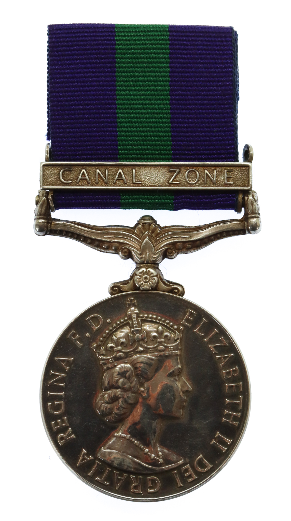 General Service Medal (Clasp - Canal Zone) - AC2 E.B. James, Royal Air Force