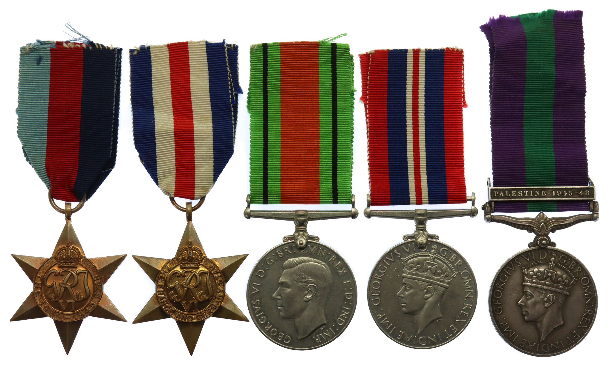 WW2 and General Service Medal (Clasp - Palestine 1945-48) Group of Five - Pte. D.G. Young, East Yorkshire Regiment
