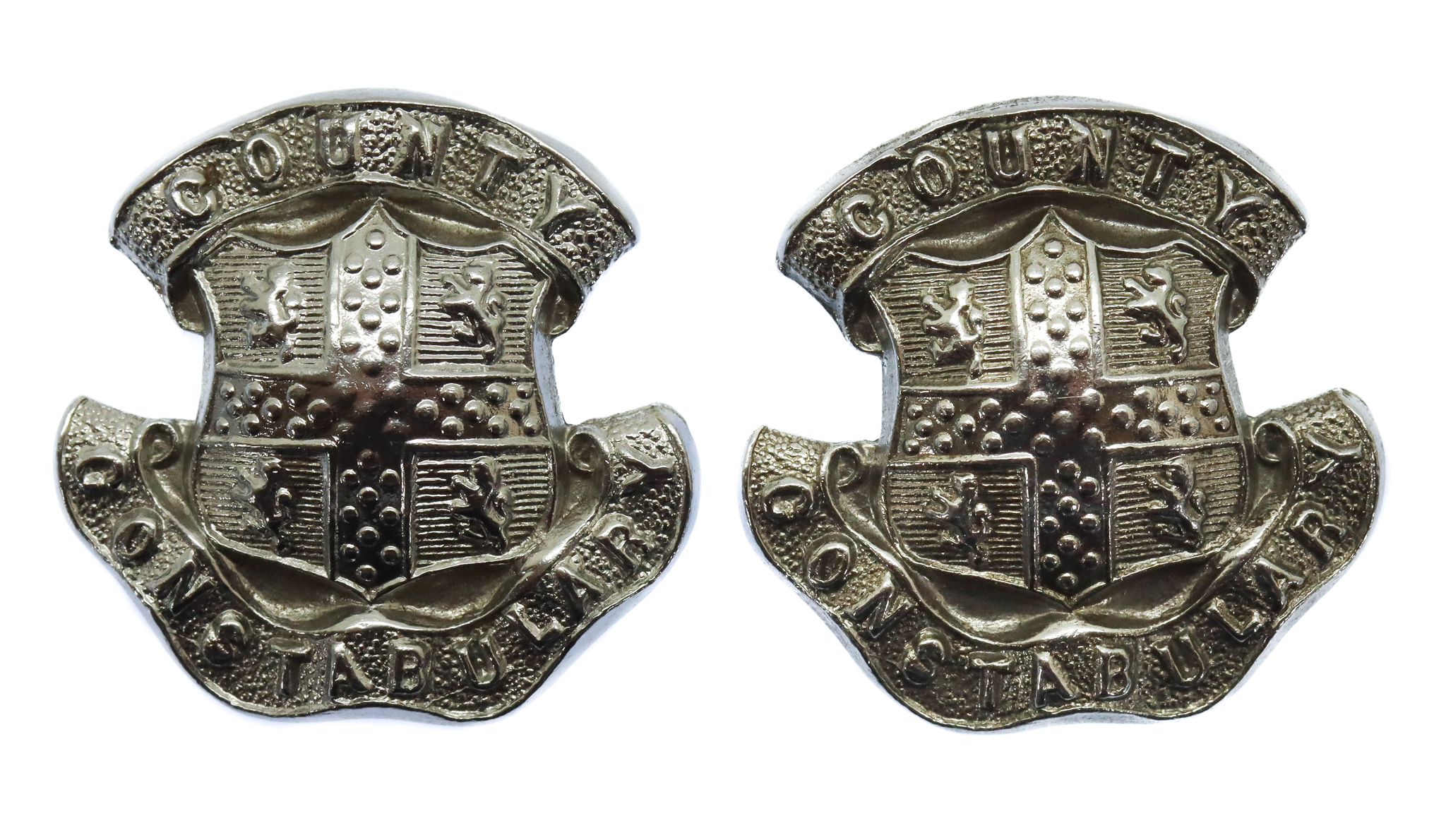 Pair of Durham County Constabulary Collar Badges - Queen's Crown
