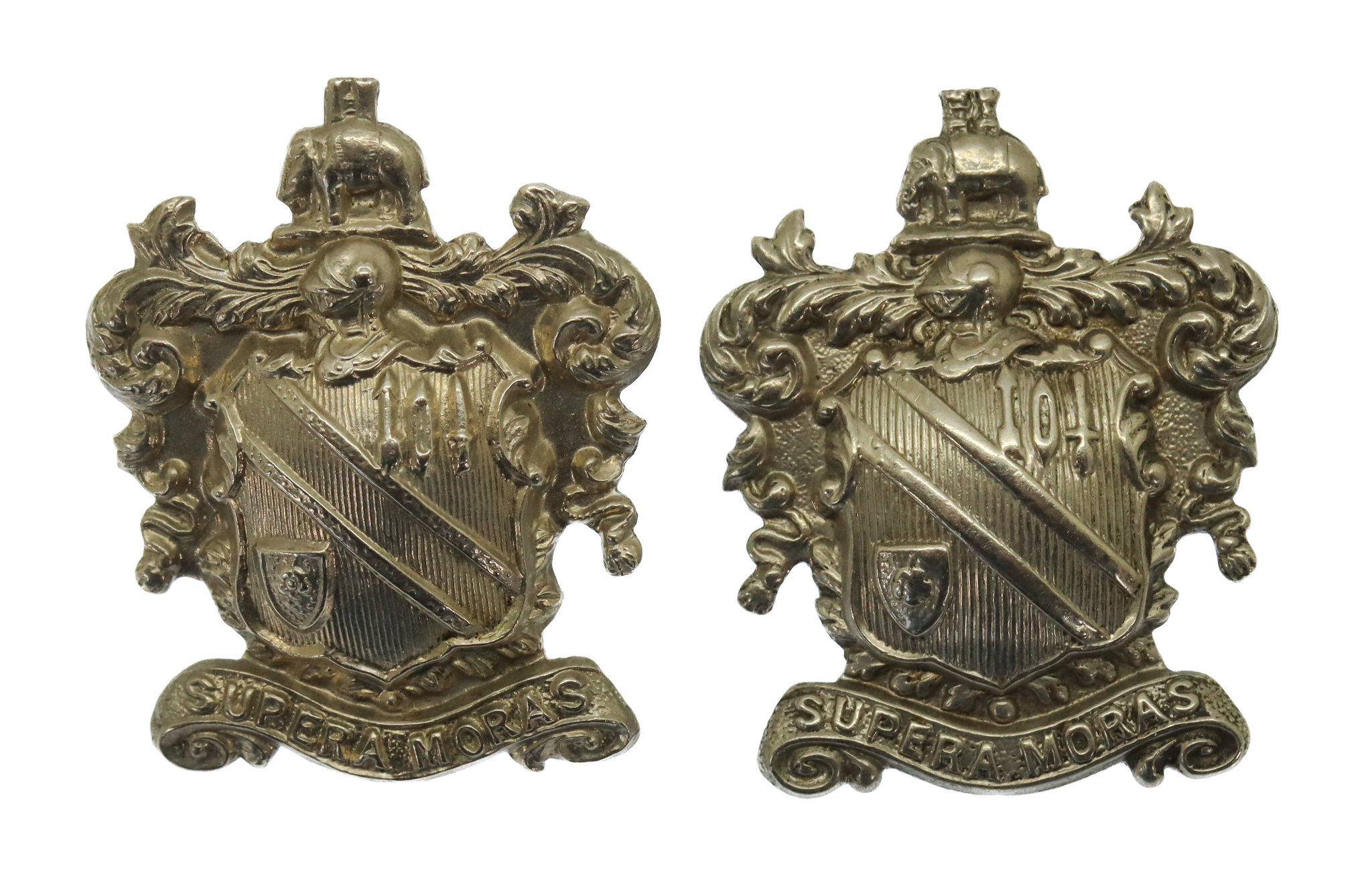 Pair of County Borough of Bolton Police White Metal Collar Badges